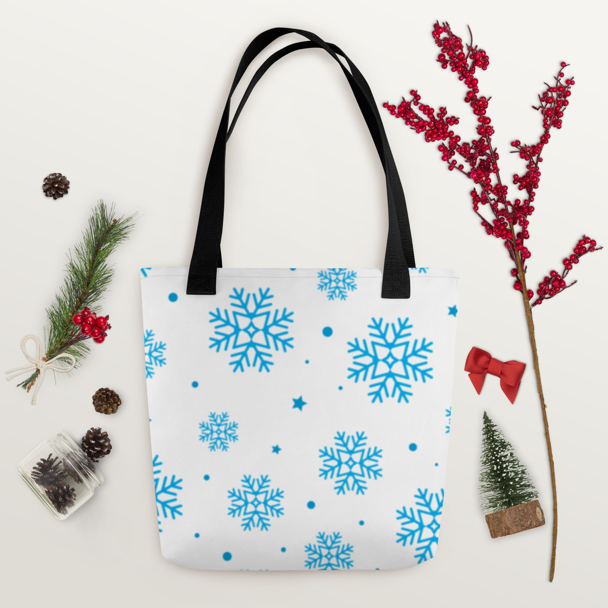 Snowflake All-Over Print Tote Bag
