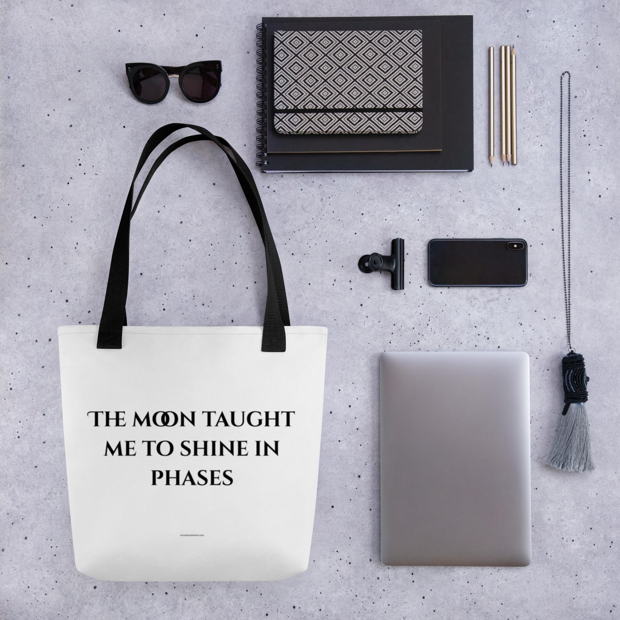 Divine Feminine Tote Bag – The Moon Taught Me to Shine in Phases