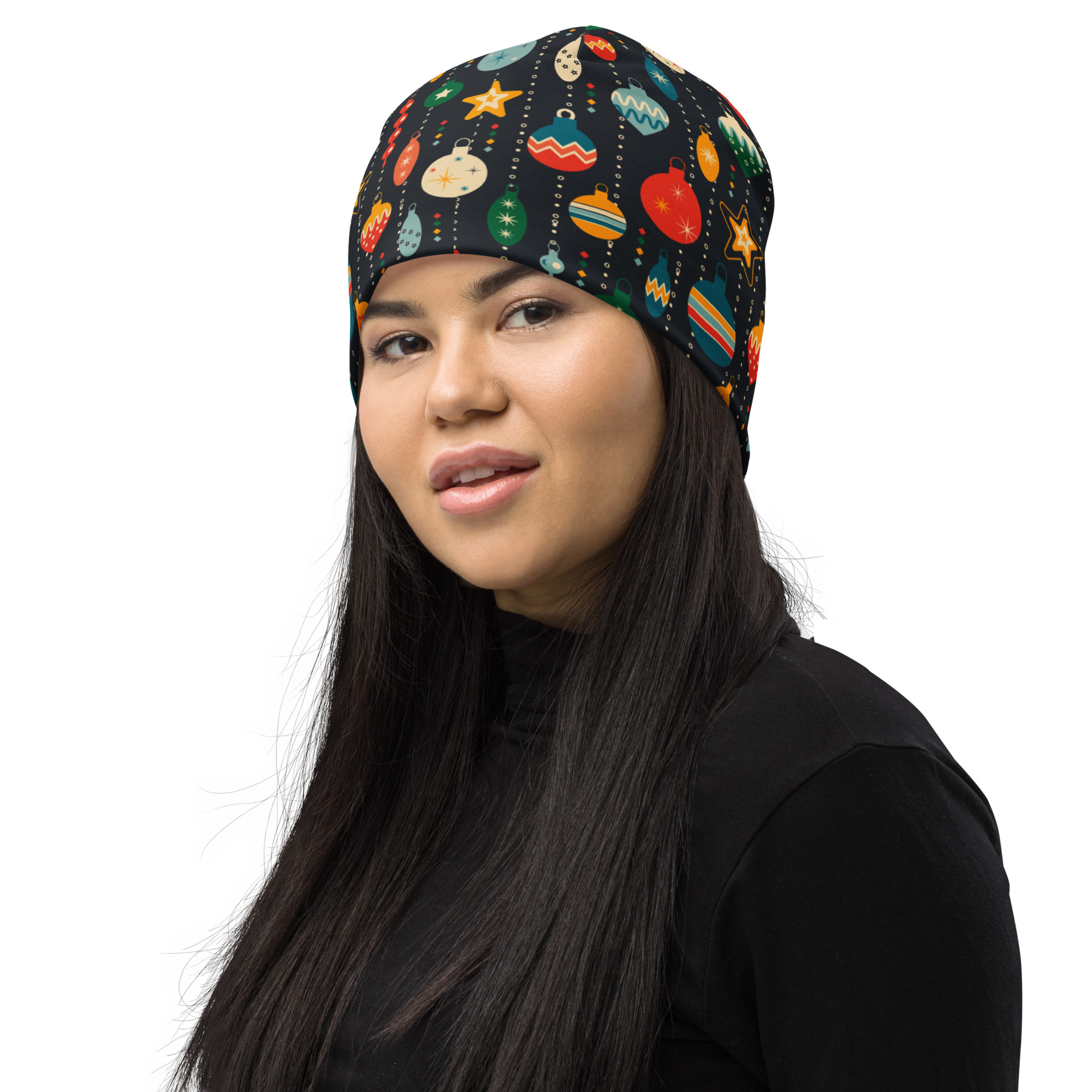 Retro Christmas Ornaments Beanie (Unisex)