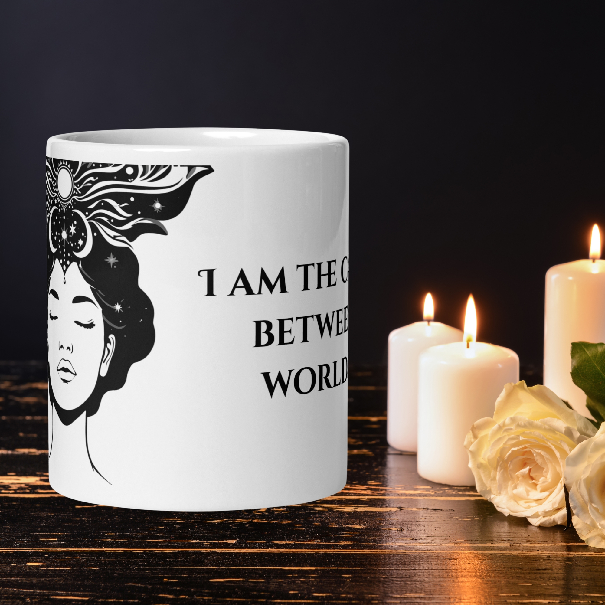 Divine Feminine Mug – I Am the Calm Between Worlds