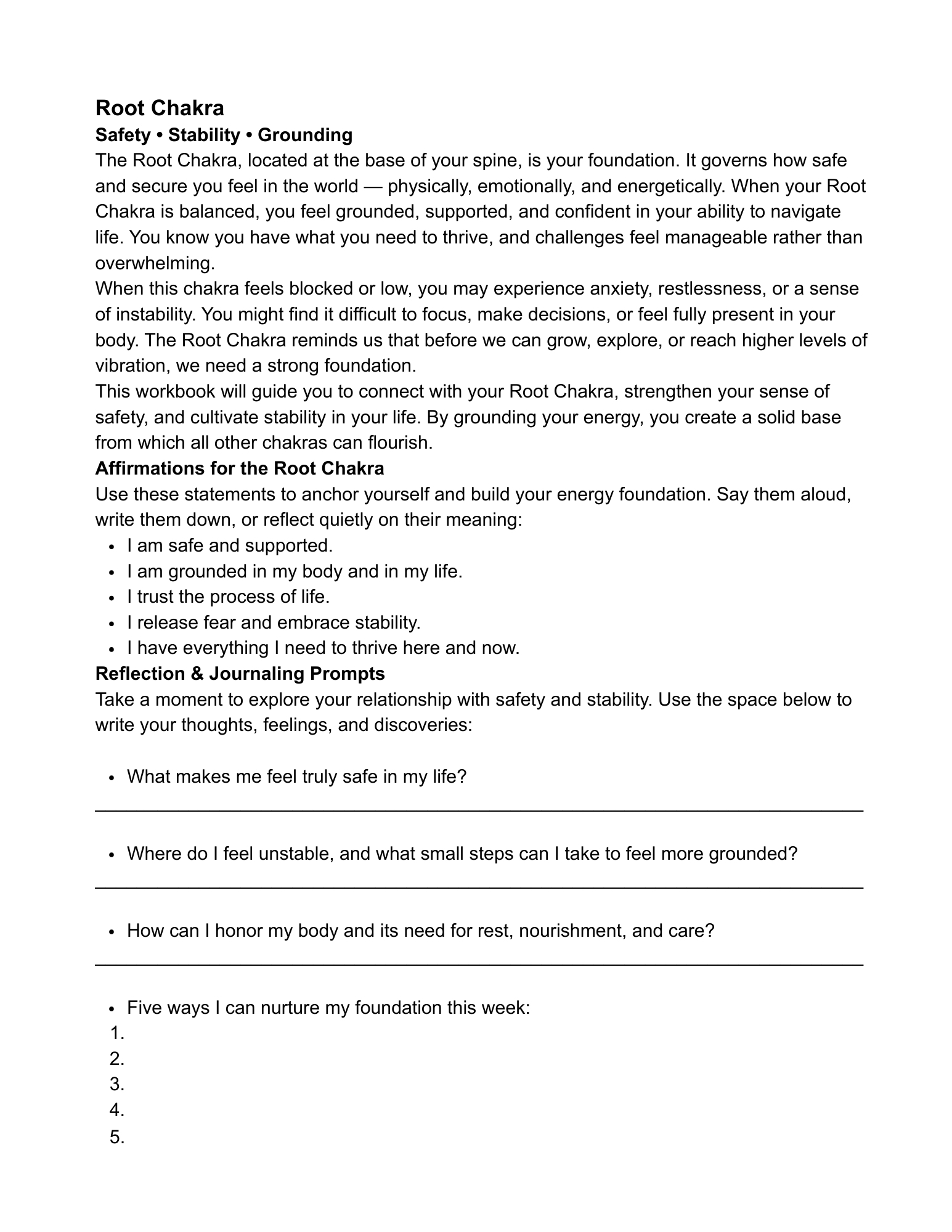 An Affirmations & Journaling Workbook for Chakra Alignment