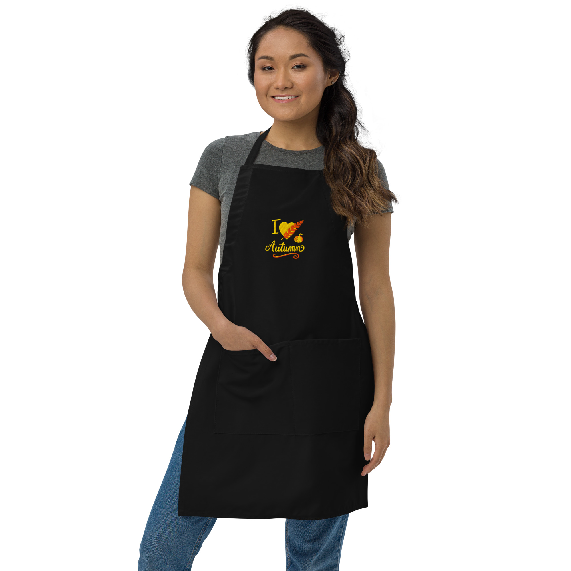 “I Love Autumn” Embroidered Apron