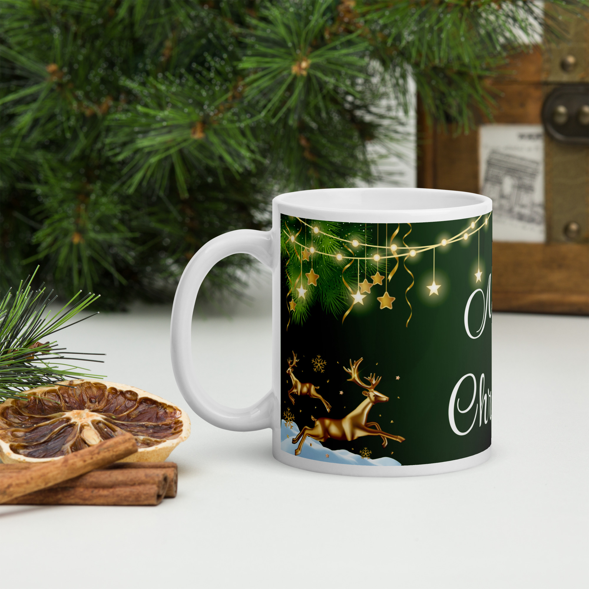 Merry Christmas  Ceramic  Green Mug 
