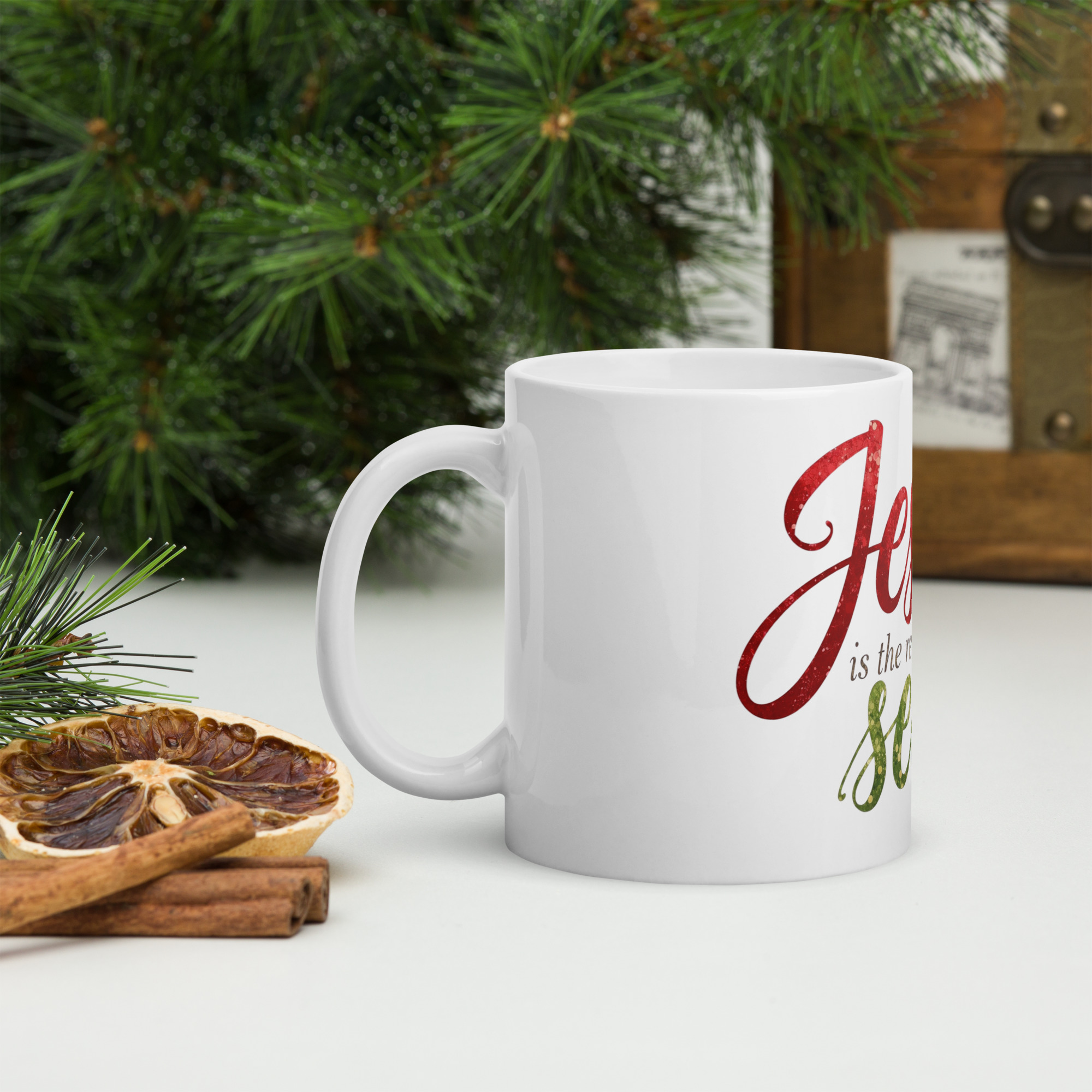  "Jesus Is the Reason for the Season” Elegant Christmas Mug – Faith & Festive Joy 