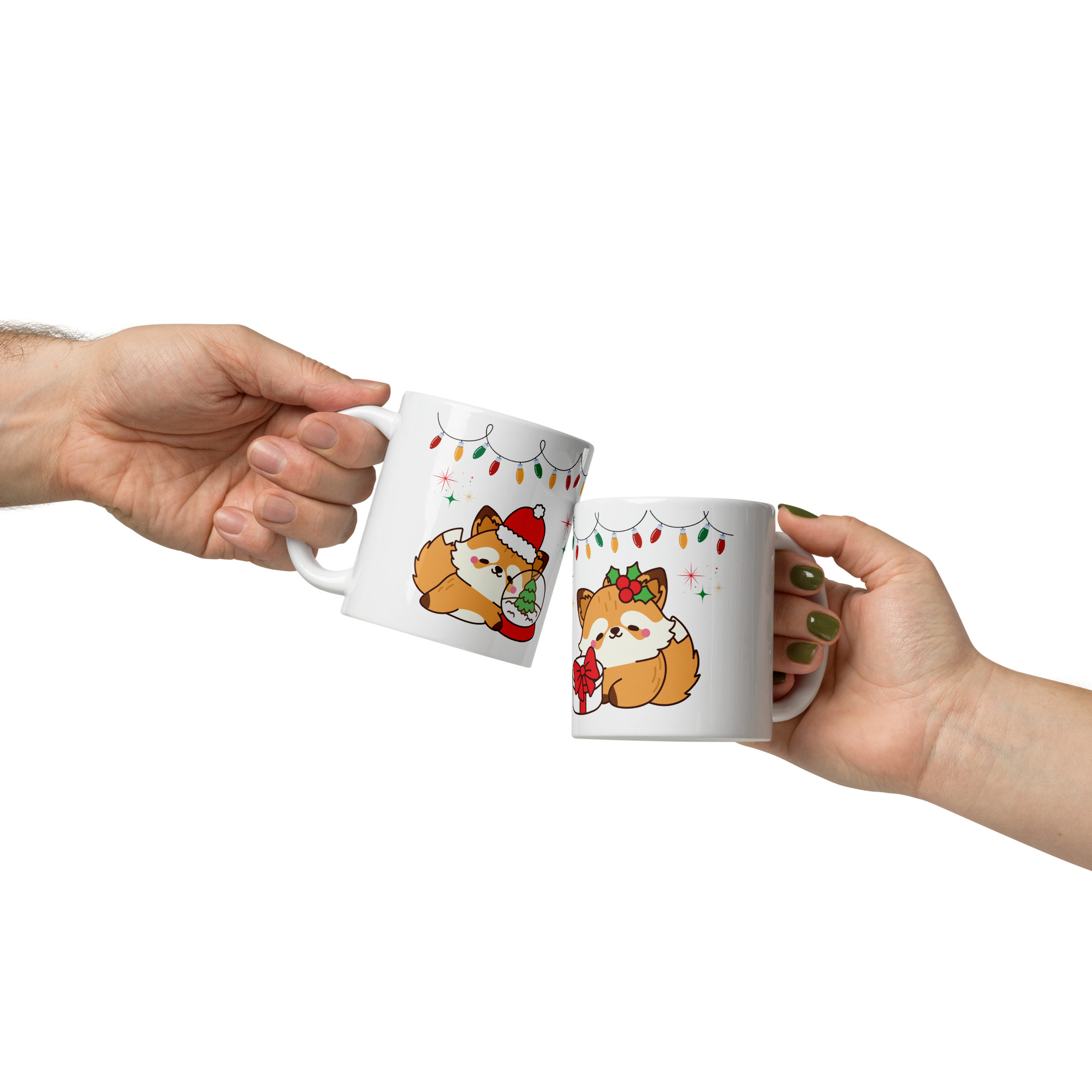  2 Foxy Celebrating Christmas Mug 
