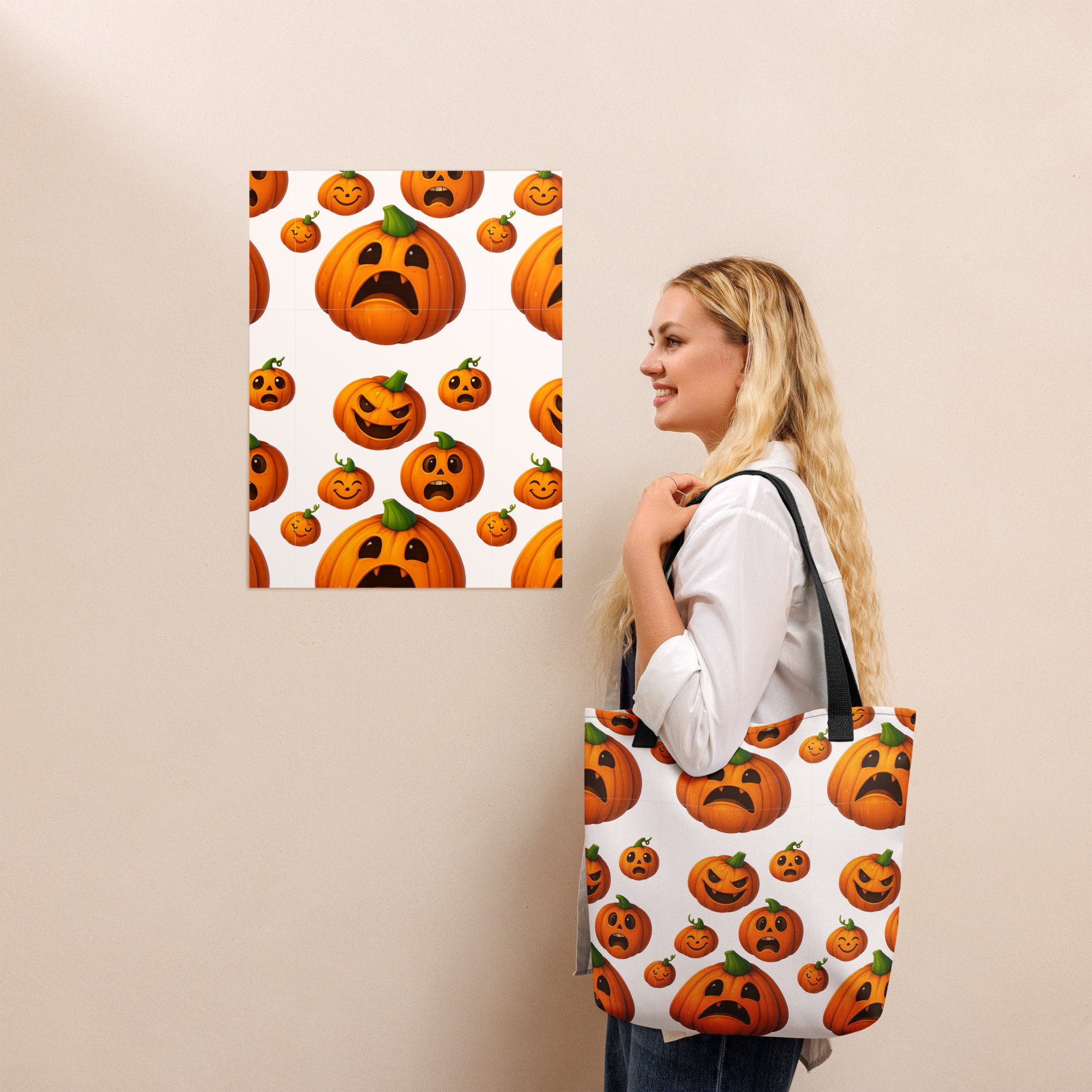 Halloween Pumpkins All-Over Print Tote Bag 