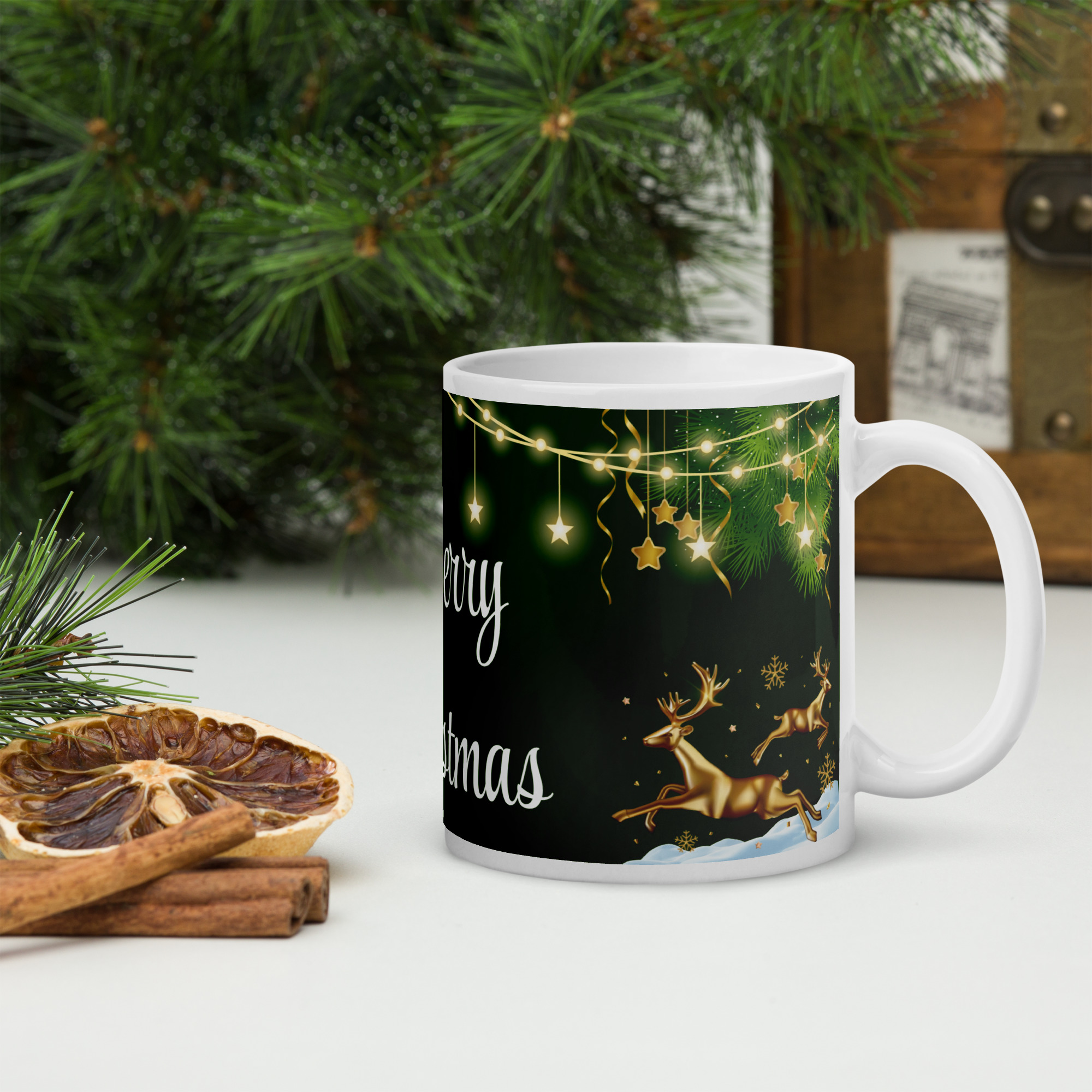 Merry Christmas  Ceramic  Green Mug 