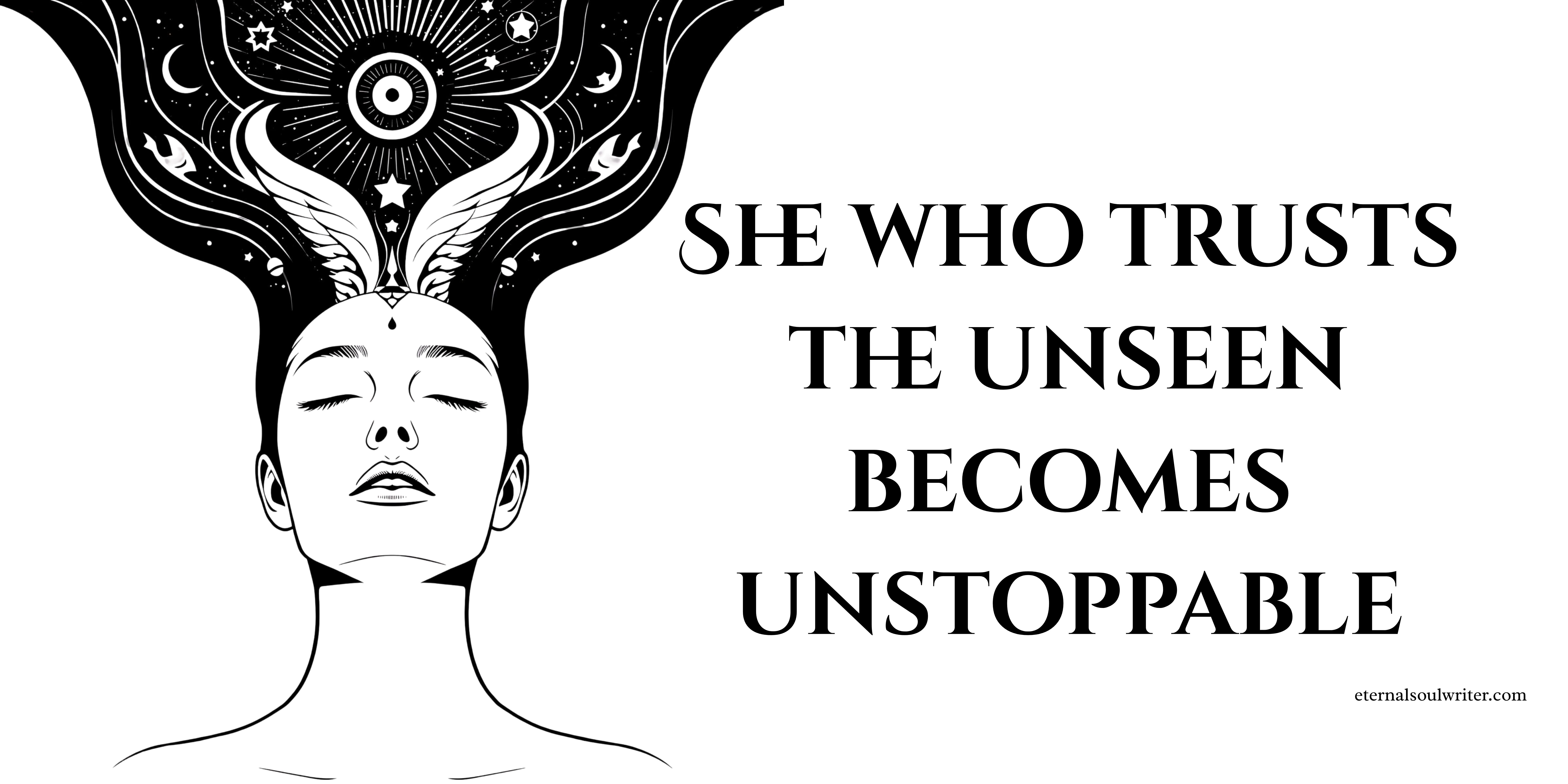 Divine Feminine Mug – She Who Trusts the Unseen Becomes Unstoppable