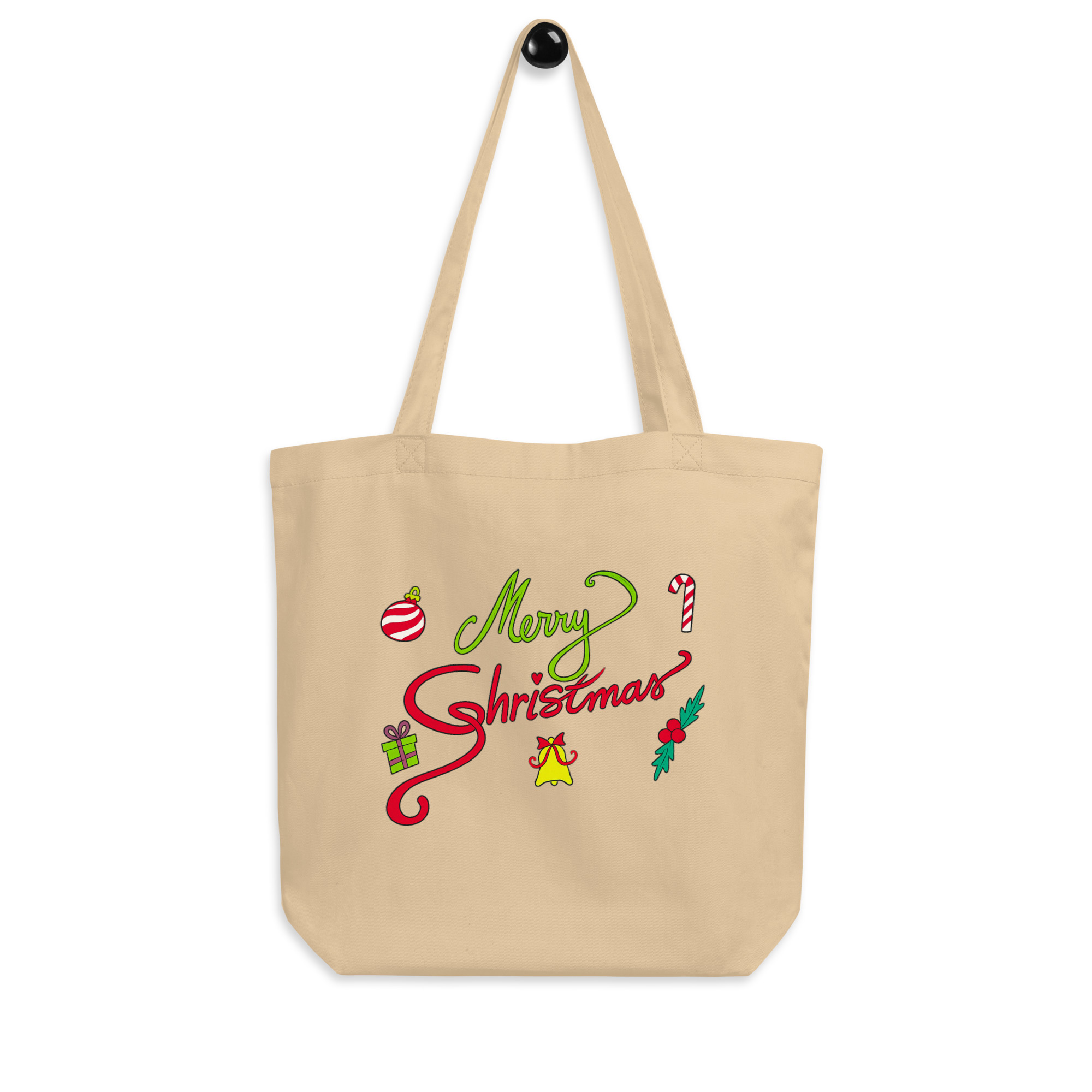 Merry Christmas Organic Cotton Tote Bag 