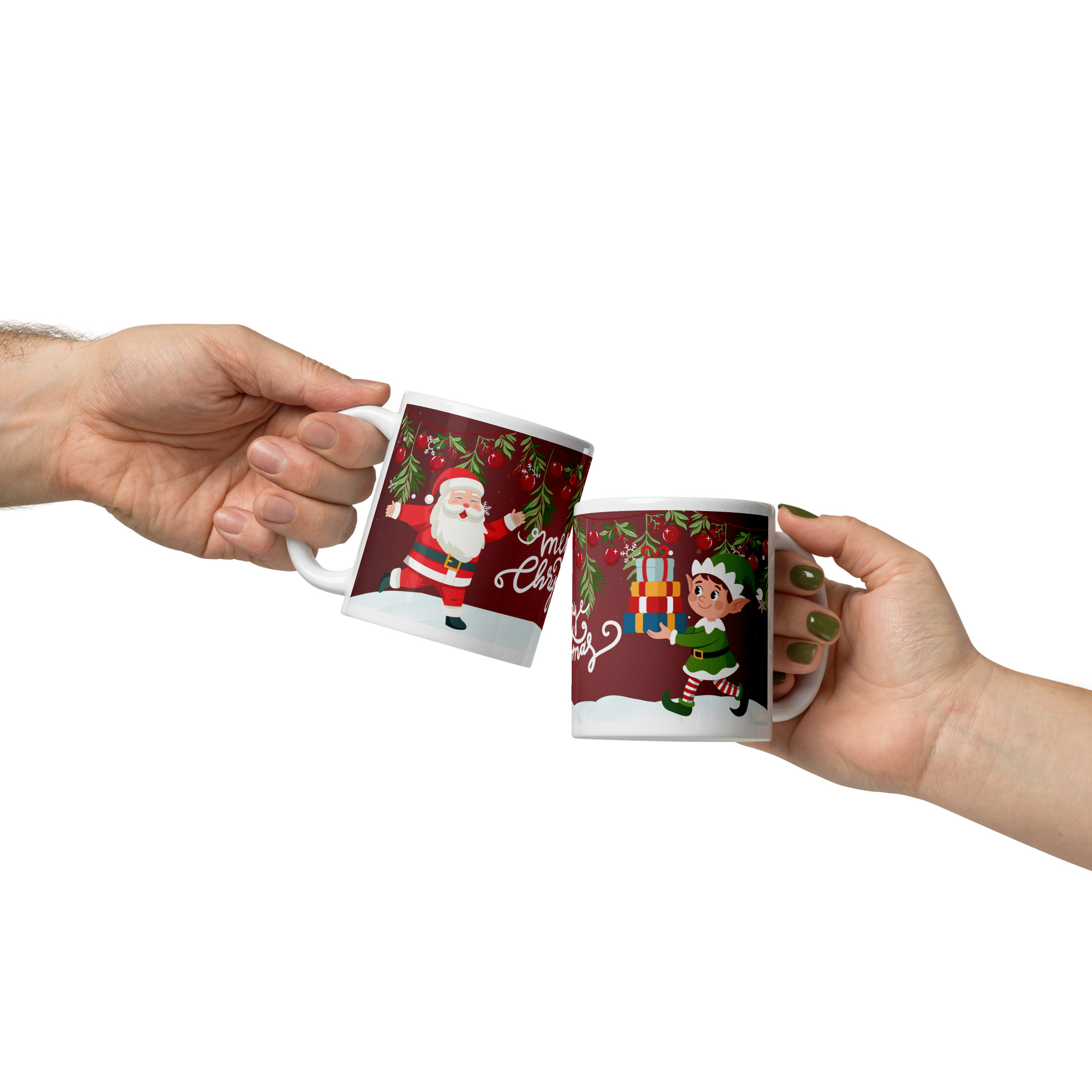 Santa & Elf Christmas Mug