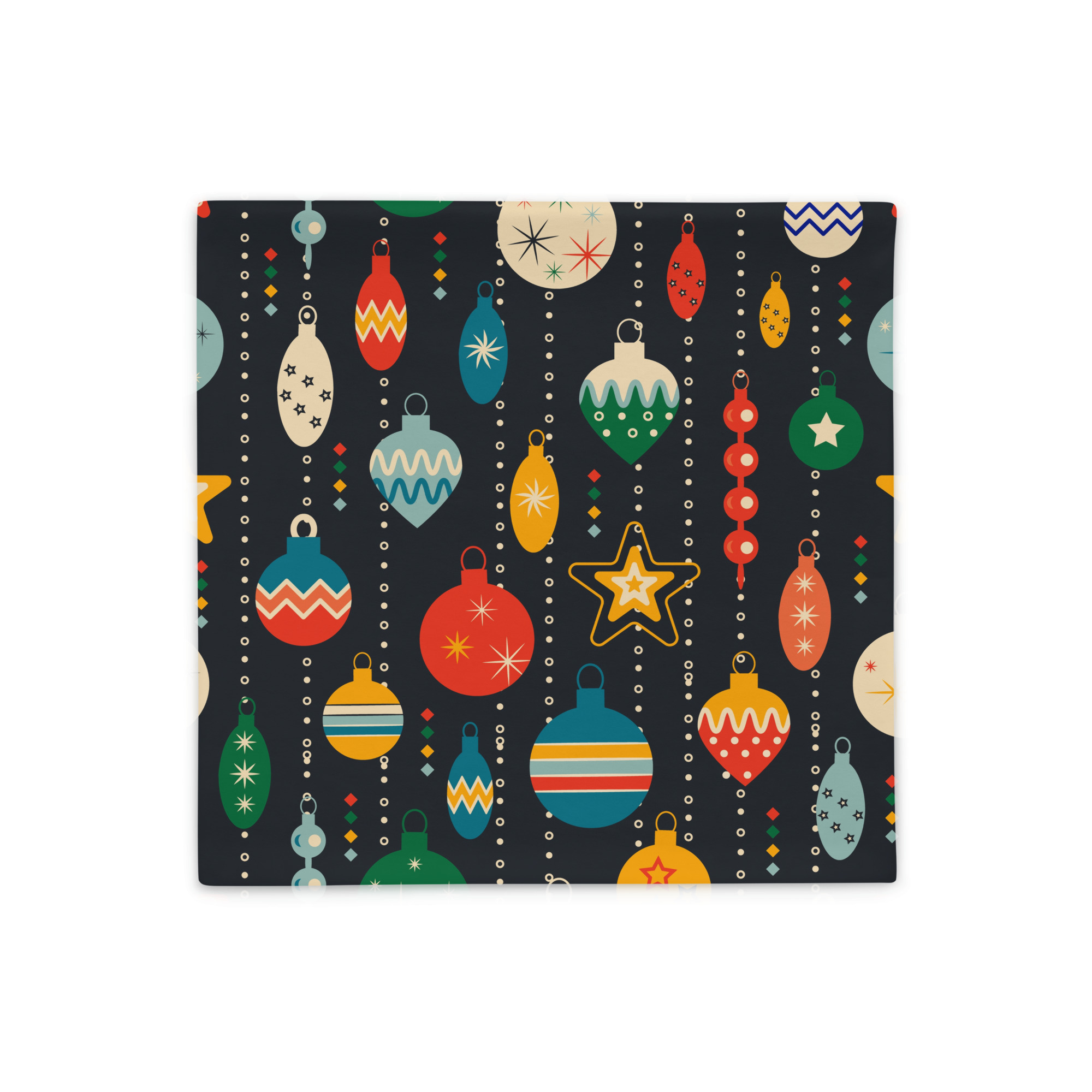 Retro Christmas Ornaments Pillow Case
