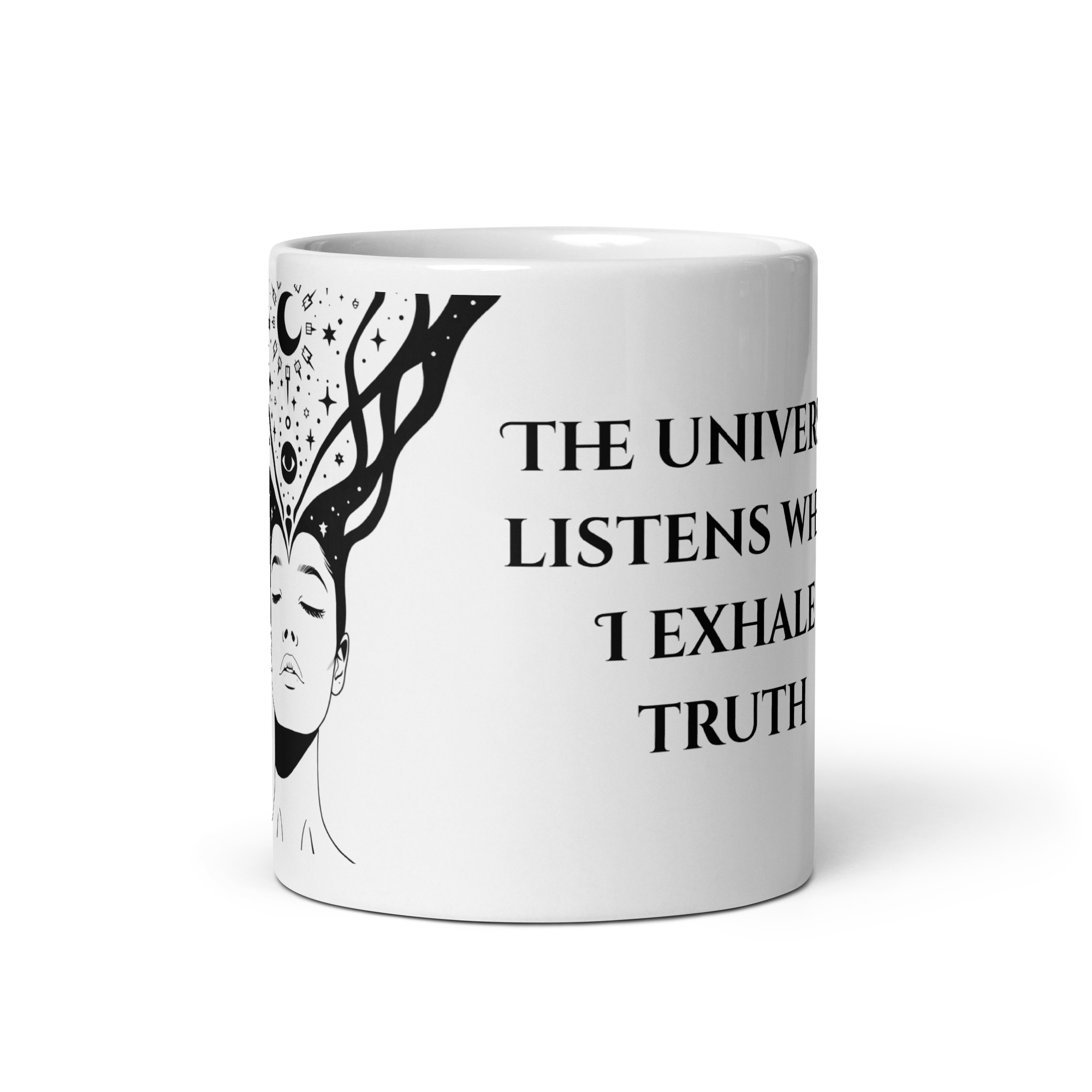 Divine Feminine Mug – The Universe Listens When I Exhale Truth