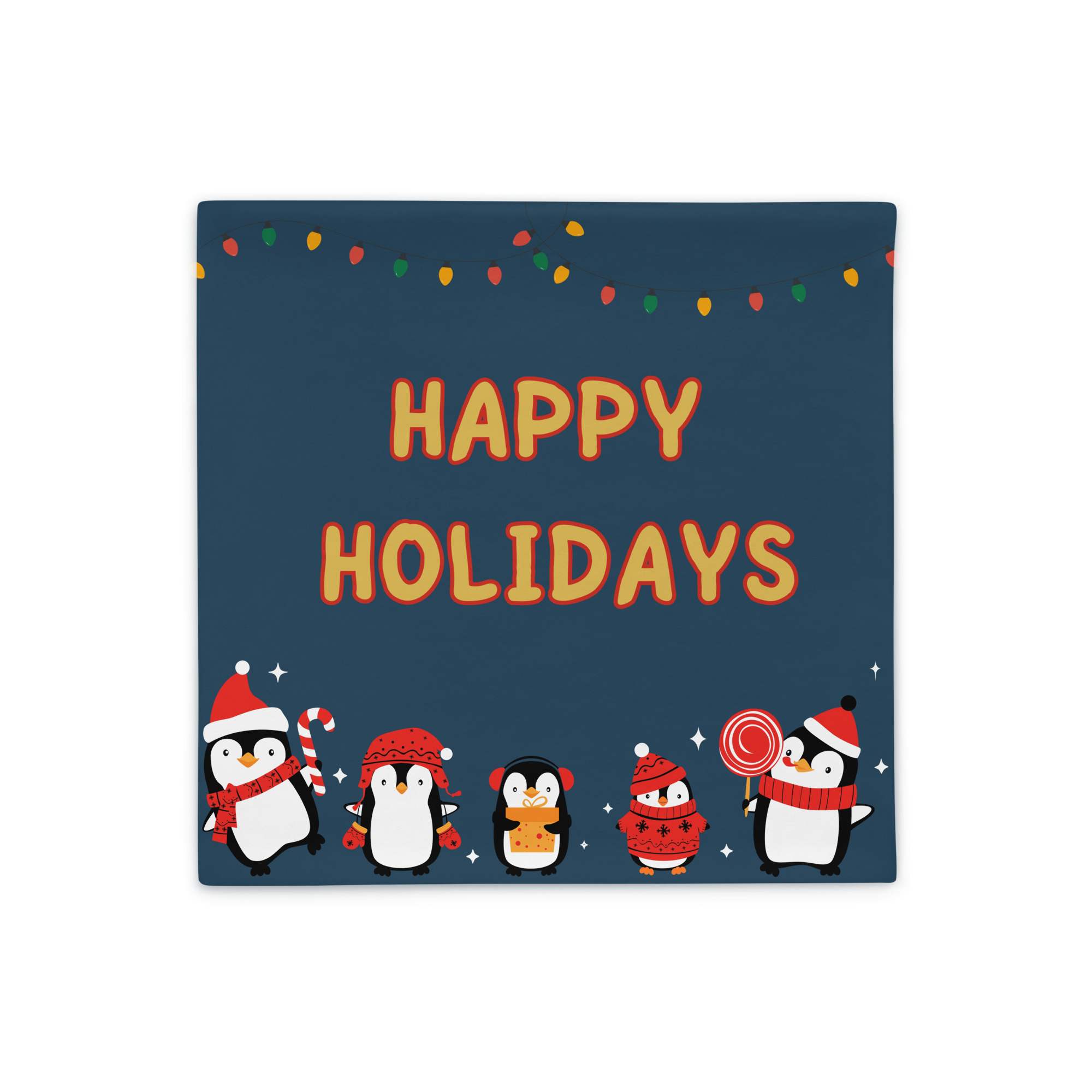 Happy Holidays Penguin Throw Pillow!
