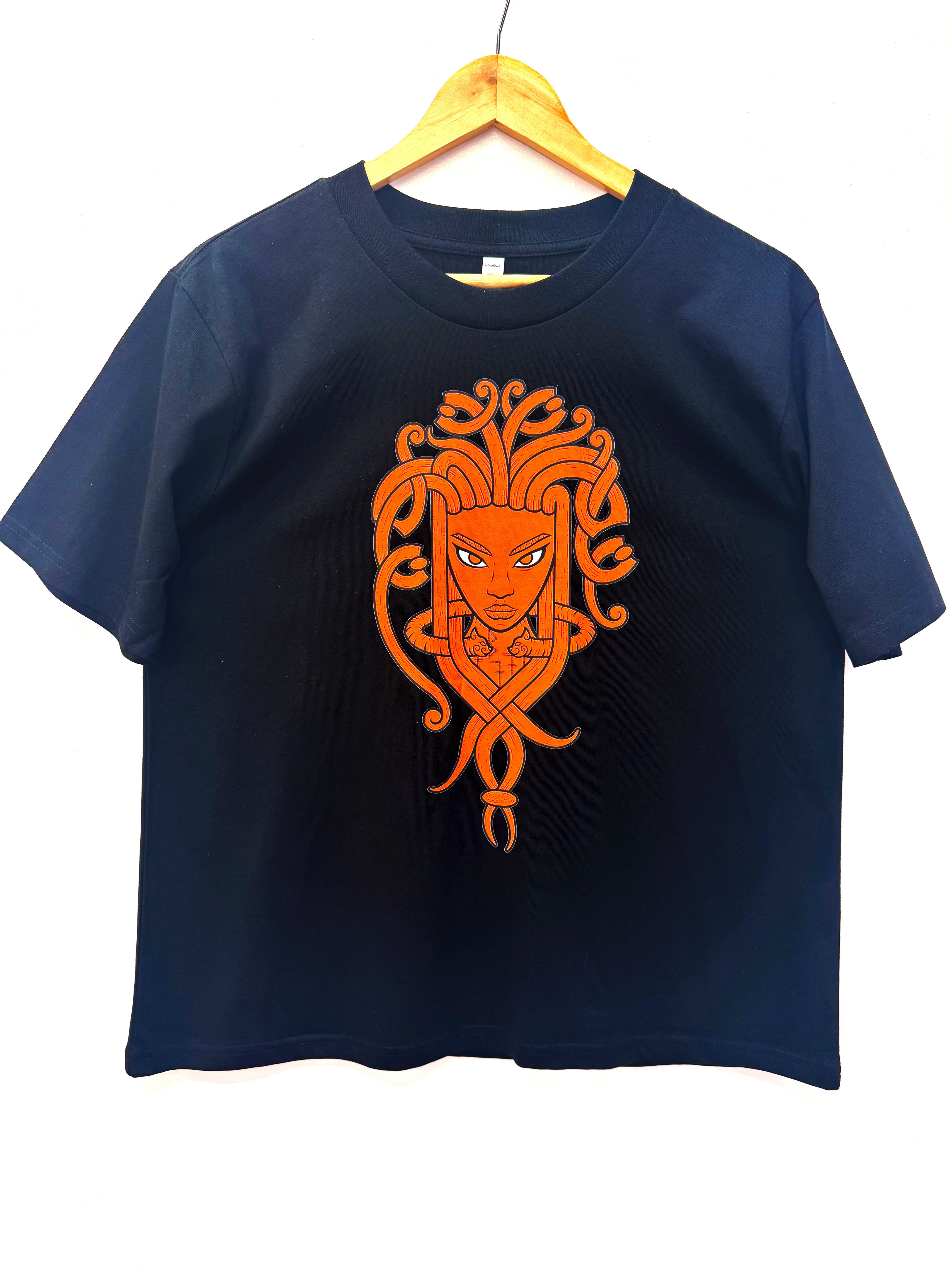 Nordic style Freyja God mask women’s T-shirt Orange