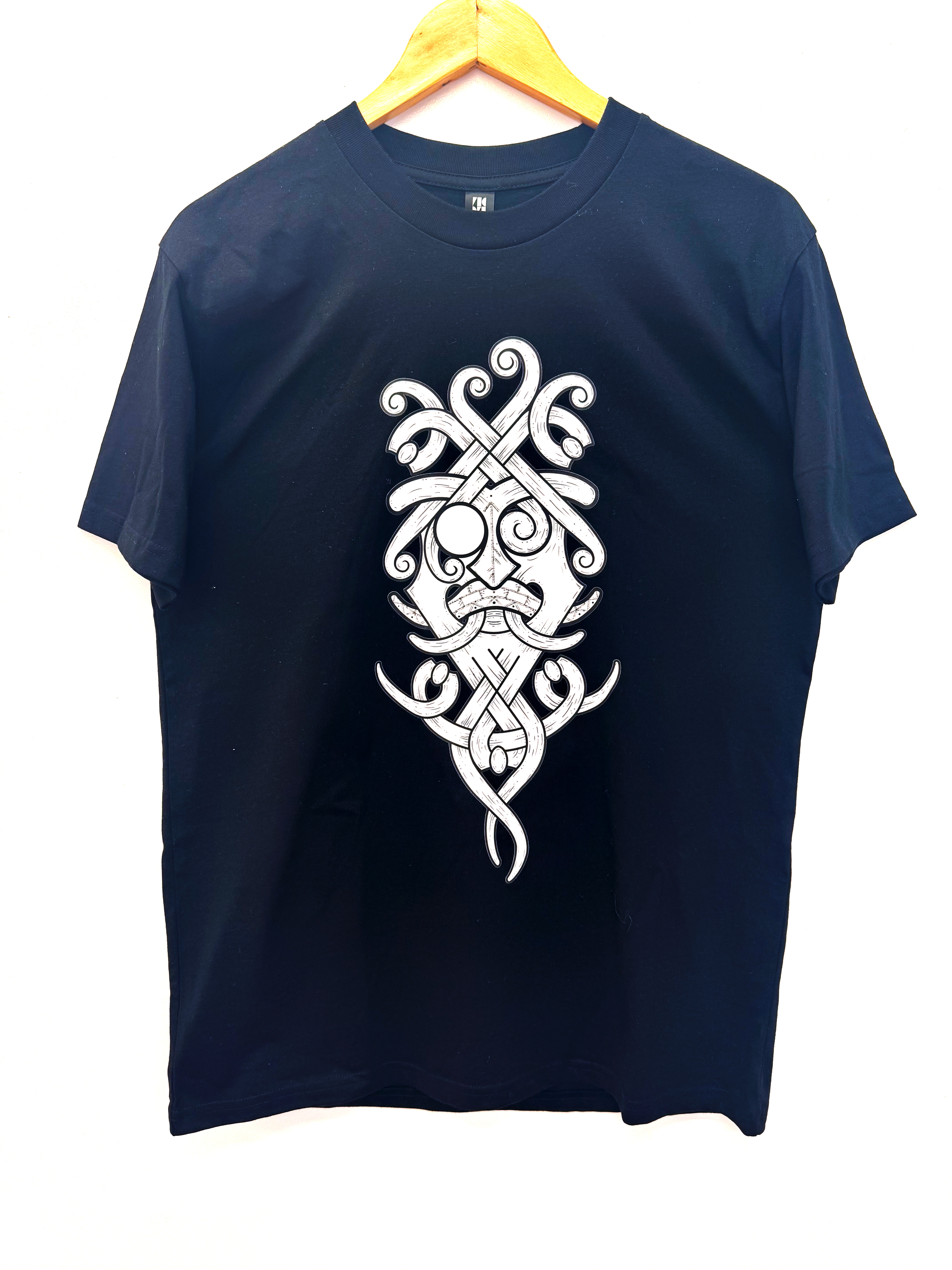 Nordic style Odin God mask men’s T-shirt B&W