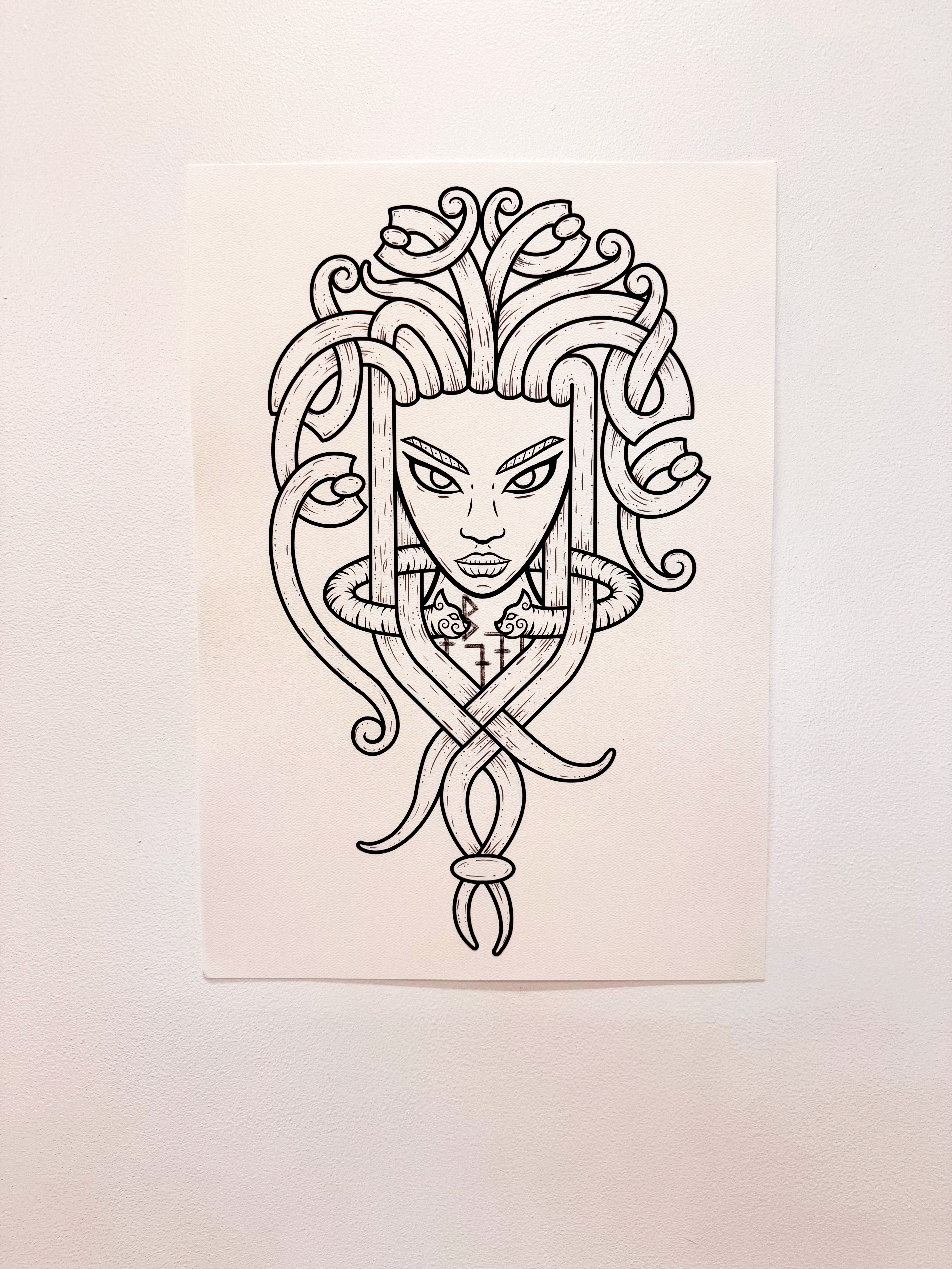 Nordic style Freyja God mask art print White