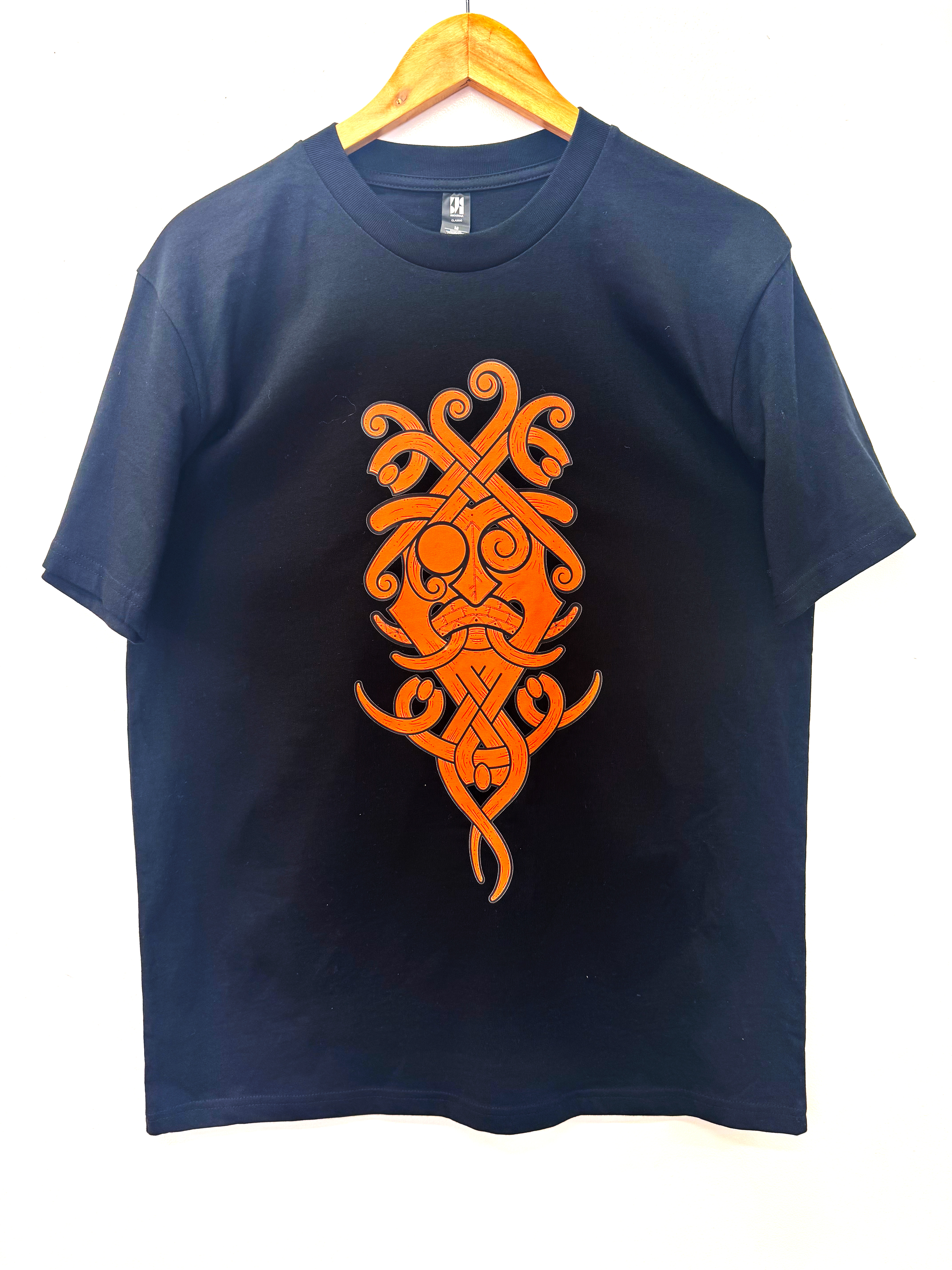 Nordic style Odin God mask men’s T-shirt Orange