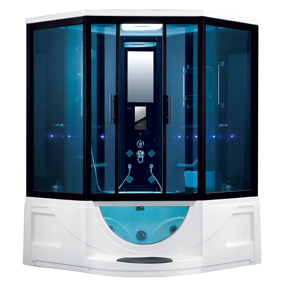 K7025 Steam sauna room with whirlpool massage bathtub