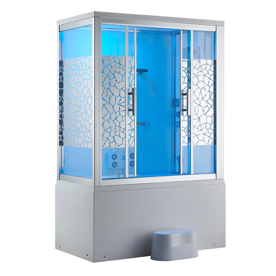 K7014 Steam sauna room with whirlpool massage bathtub