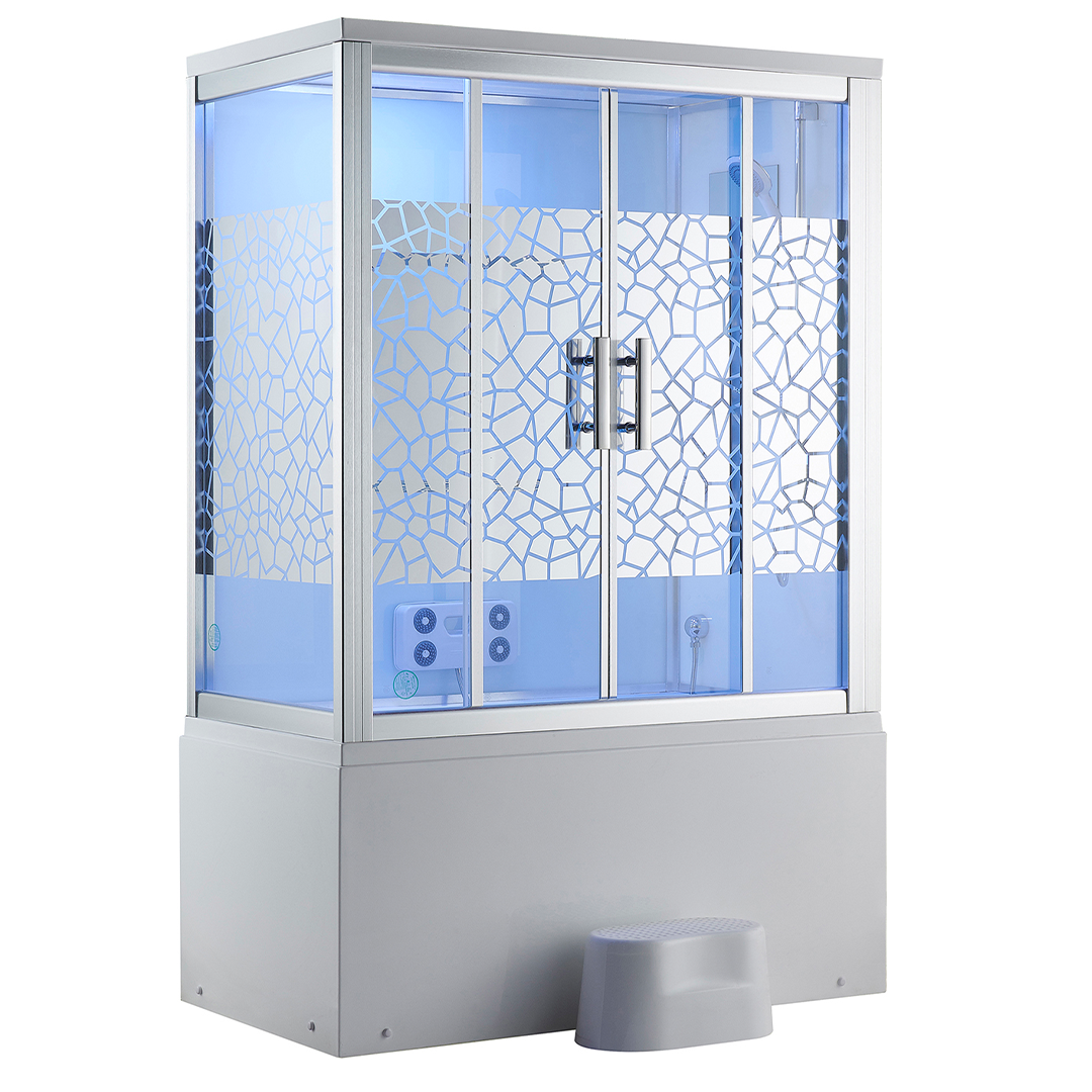 K7014 Steam sauna room with whirlpool massage bathtub