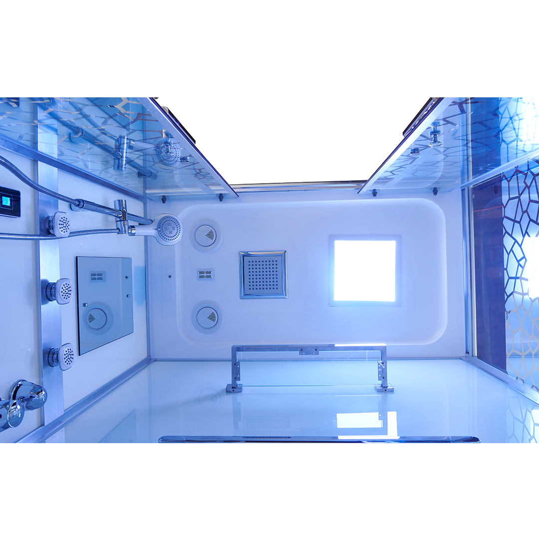 K7014 Steam sauna room with whirlpool massage bathtub