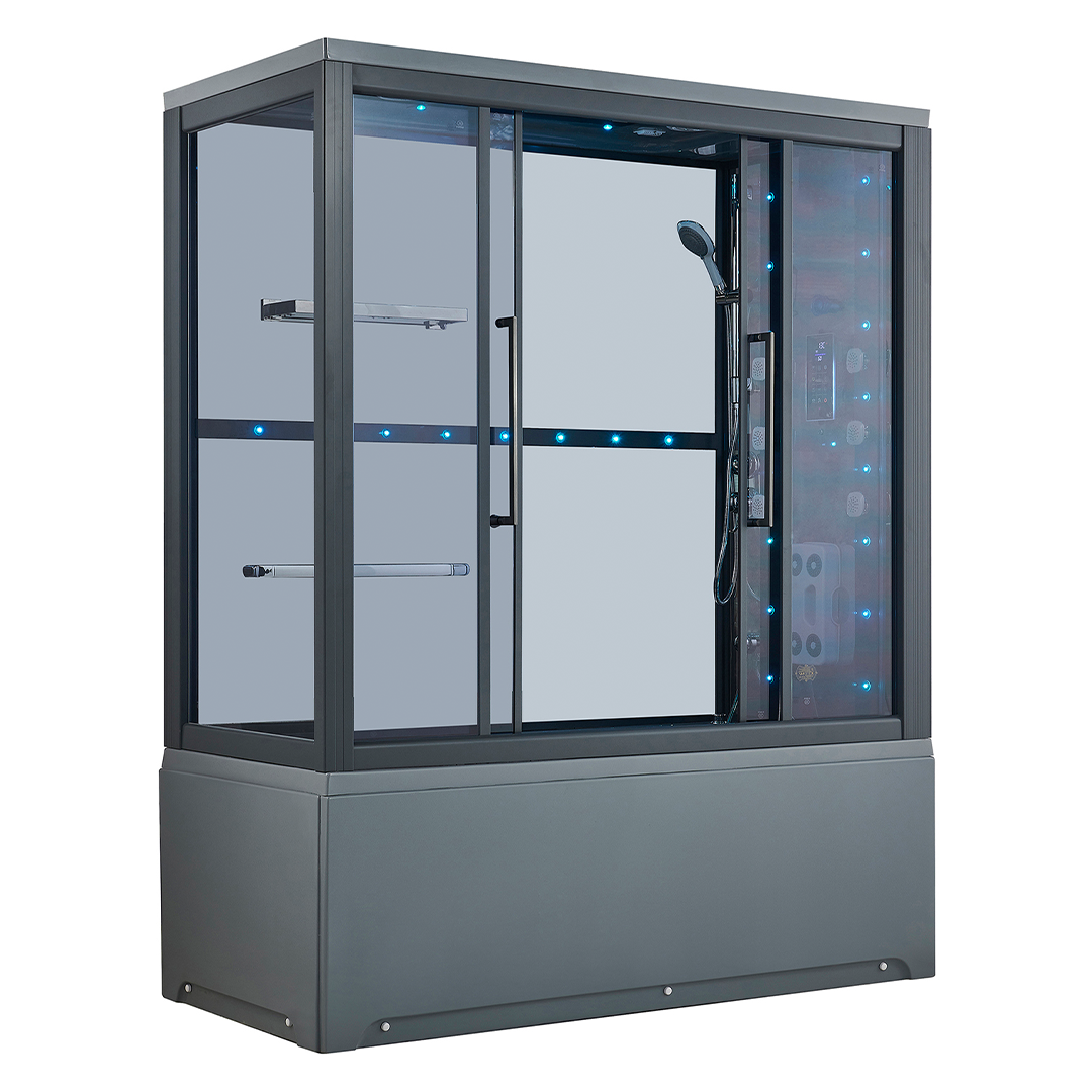 K7015 Steam sauna room with whirlpool massage bathtub