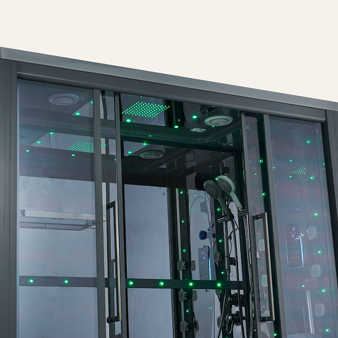 K7015 Steam sauna room with whirlpool massage bathtub