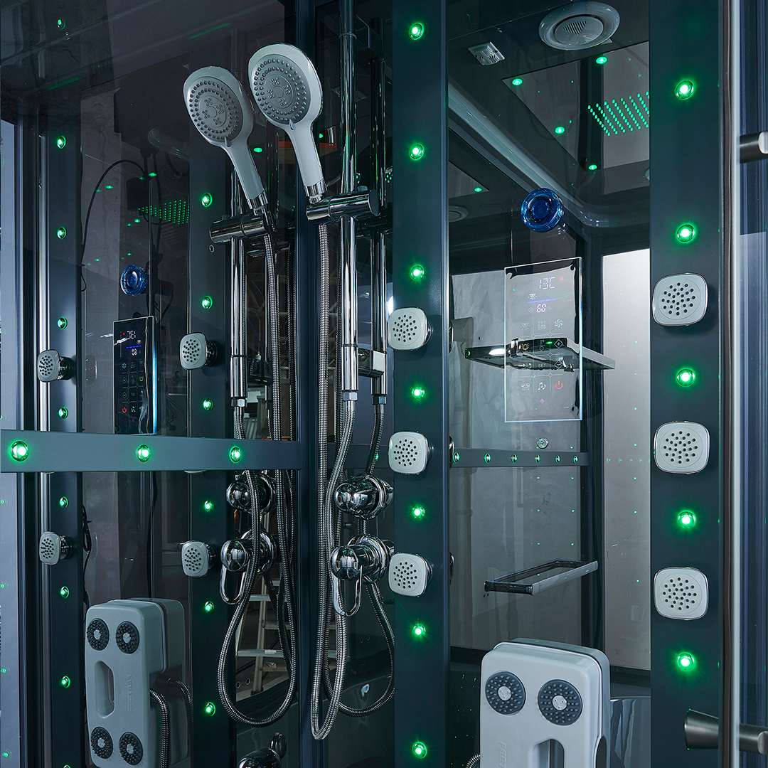 K7015 Steam sauna room with whirlpool massage bathtub