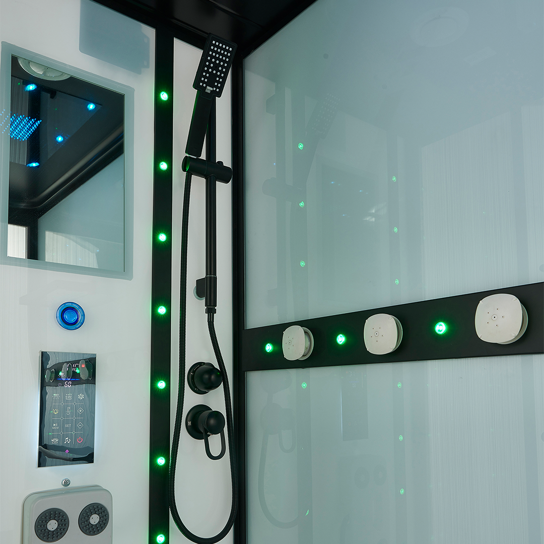 K7016 Steam sauna room with whirlpool massage bathtub