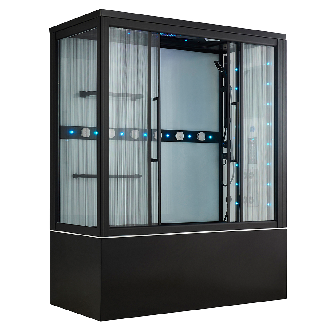 K7016 Steam sauna room with whirlpool massage bathtub