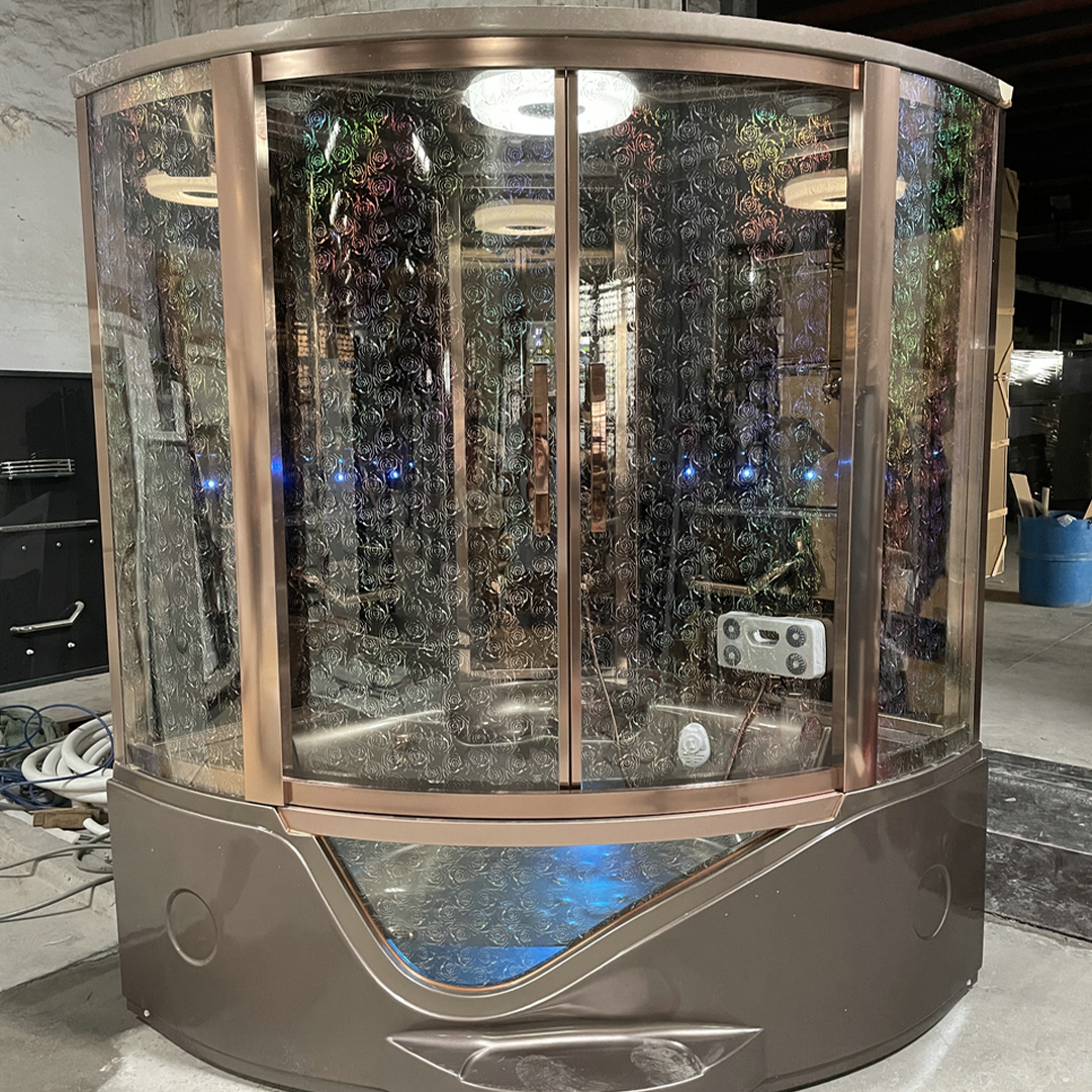 K7028G Steam sauna room with whirlpool massage bathtub