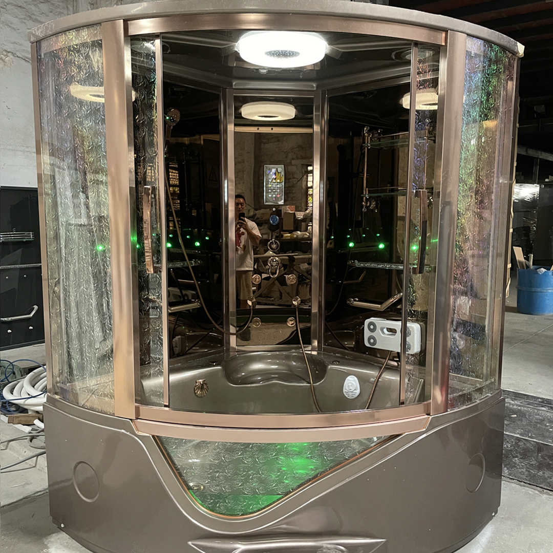 K7028G Steam sauna room with whirlpool massage bathtub