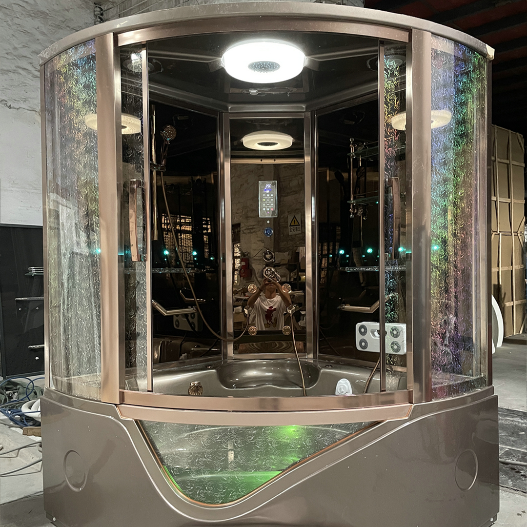 K7028G Steam sauna room with whirlpool massage bathtub
