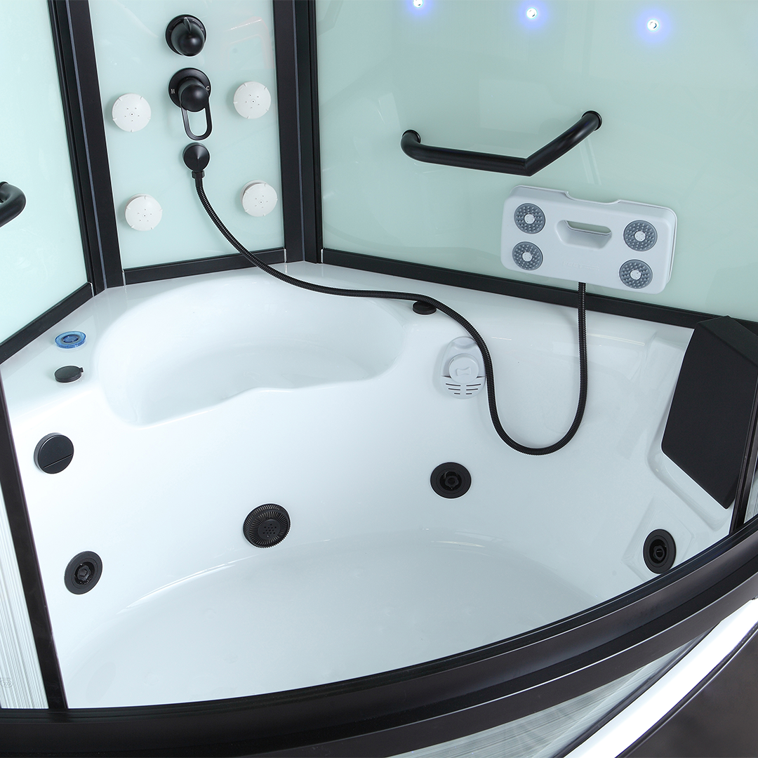 K7028H Steam sauna room with whirlpool massage bathtub