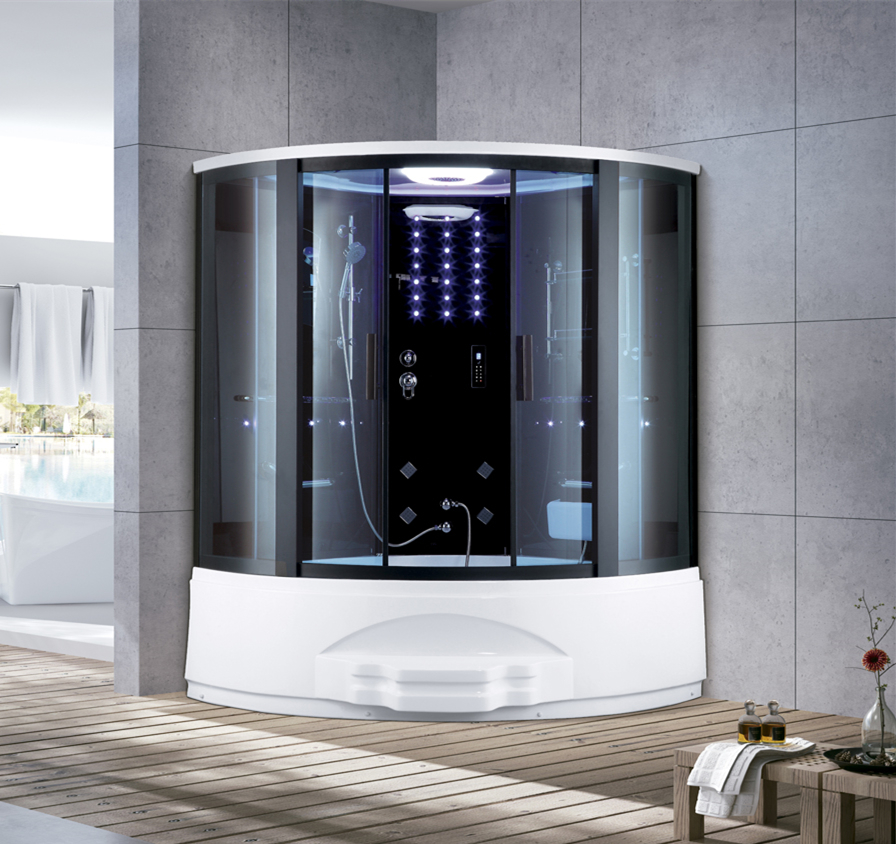 K7023 Steam sauna room with whirlpool massage bathtub