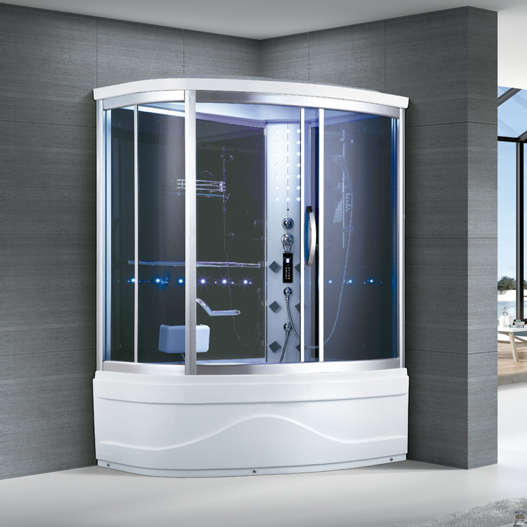 K7024 Steam sauna room with whirlpool massage bathtub
