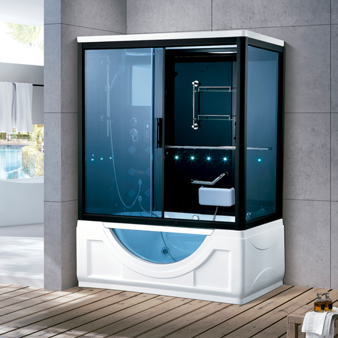 K7032A Steam sauna room with whirlpool massage bathtub