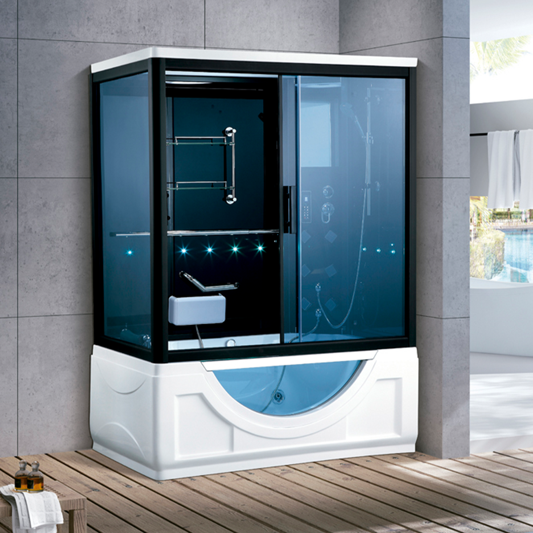 K7032A Steam sauna room with whirlpool massage bathtub