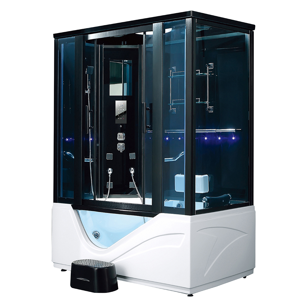 K7040B Steam sauna room with whirlpool massage bathtub