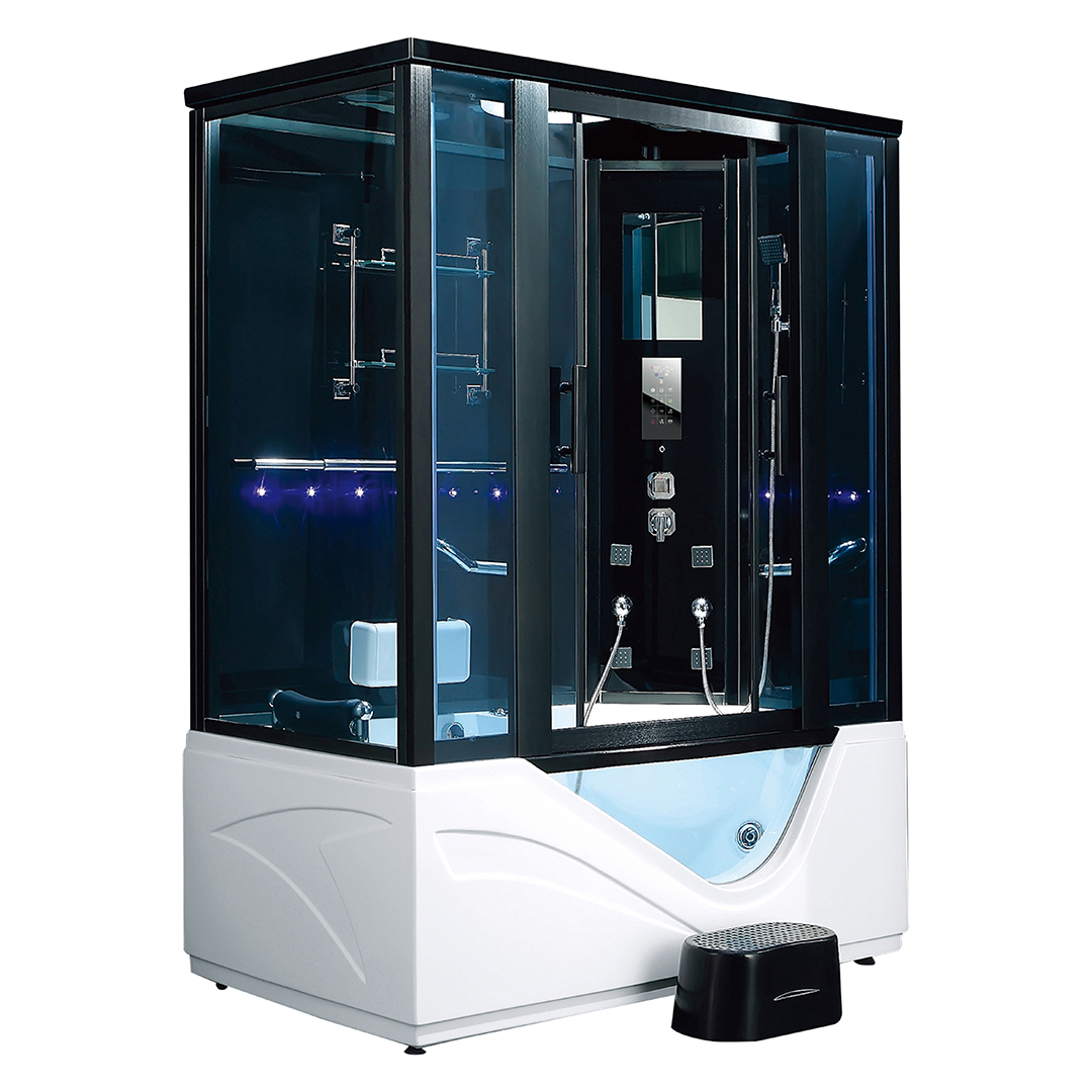 K7040B Steam sauna room with whirlpool massage bathtub