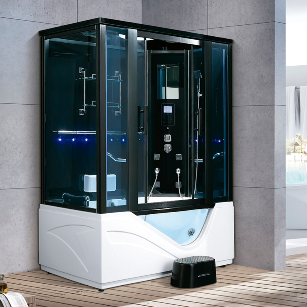 K7040B Steam sauna room with whirlpool massage bathtub