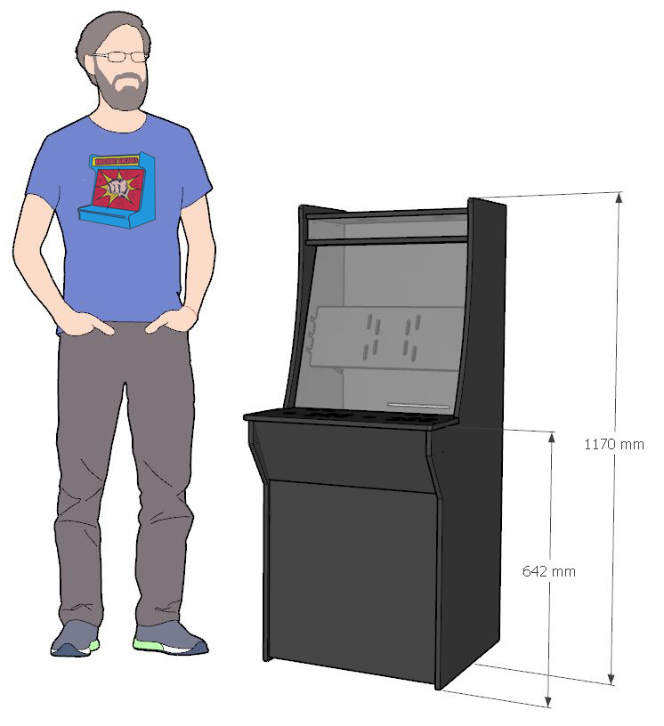 3/4 Scale 2 Player Upright Arcade Cabinet Kit Black – Flat Pack