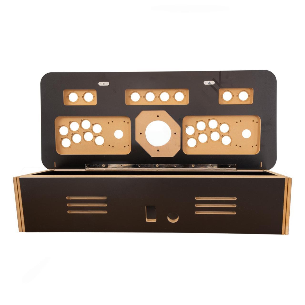 2 Player Control Panel With Hinged Lid – Black Flat Pack
