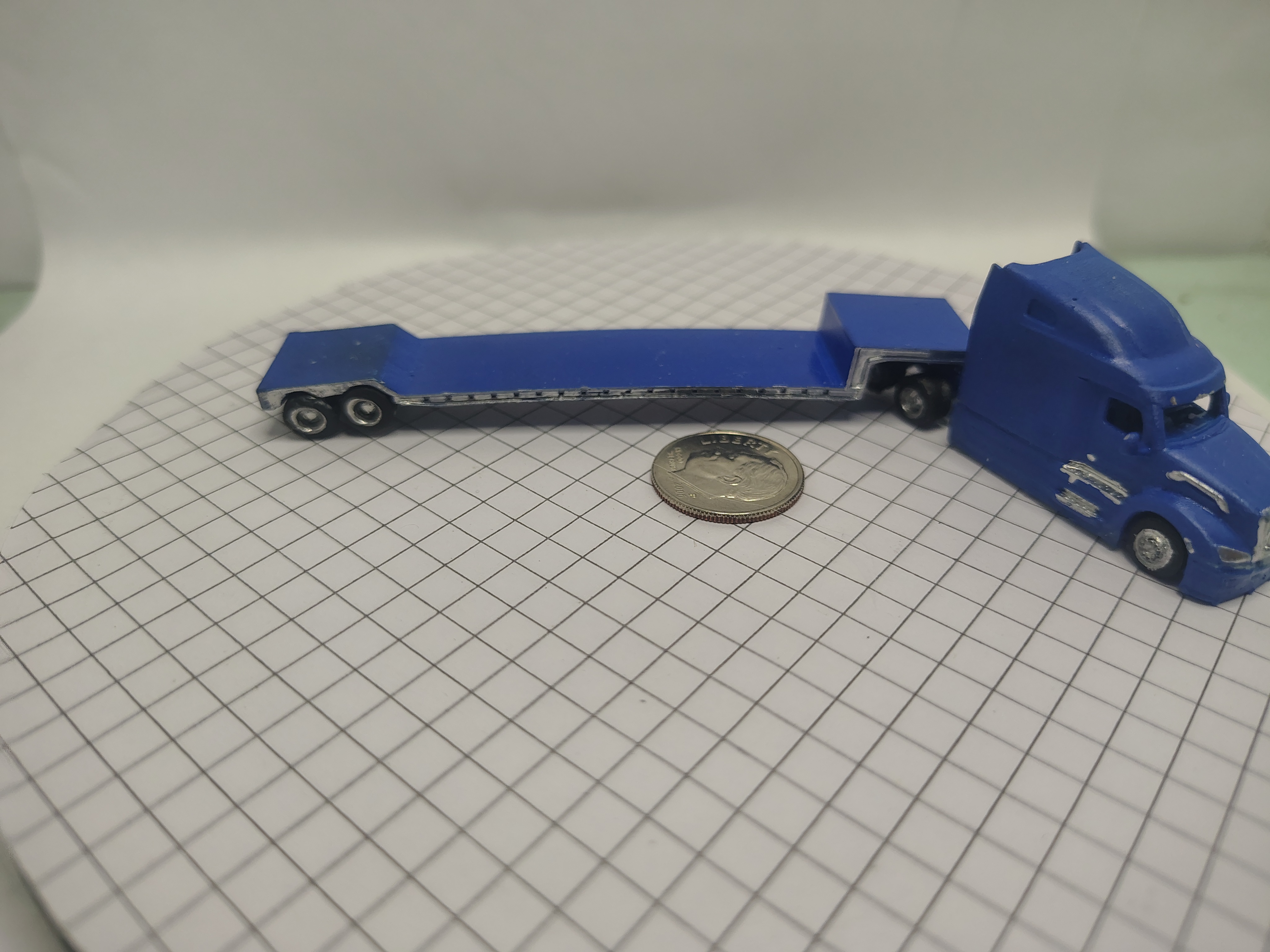 Blue Peterbilt 579 Sleeper with Drop Deck Flatbed set