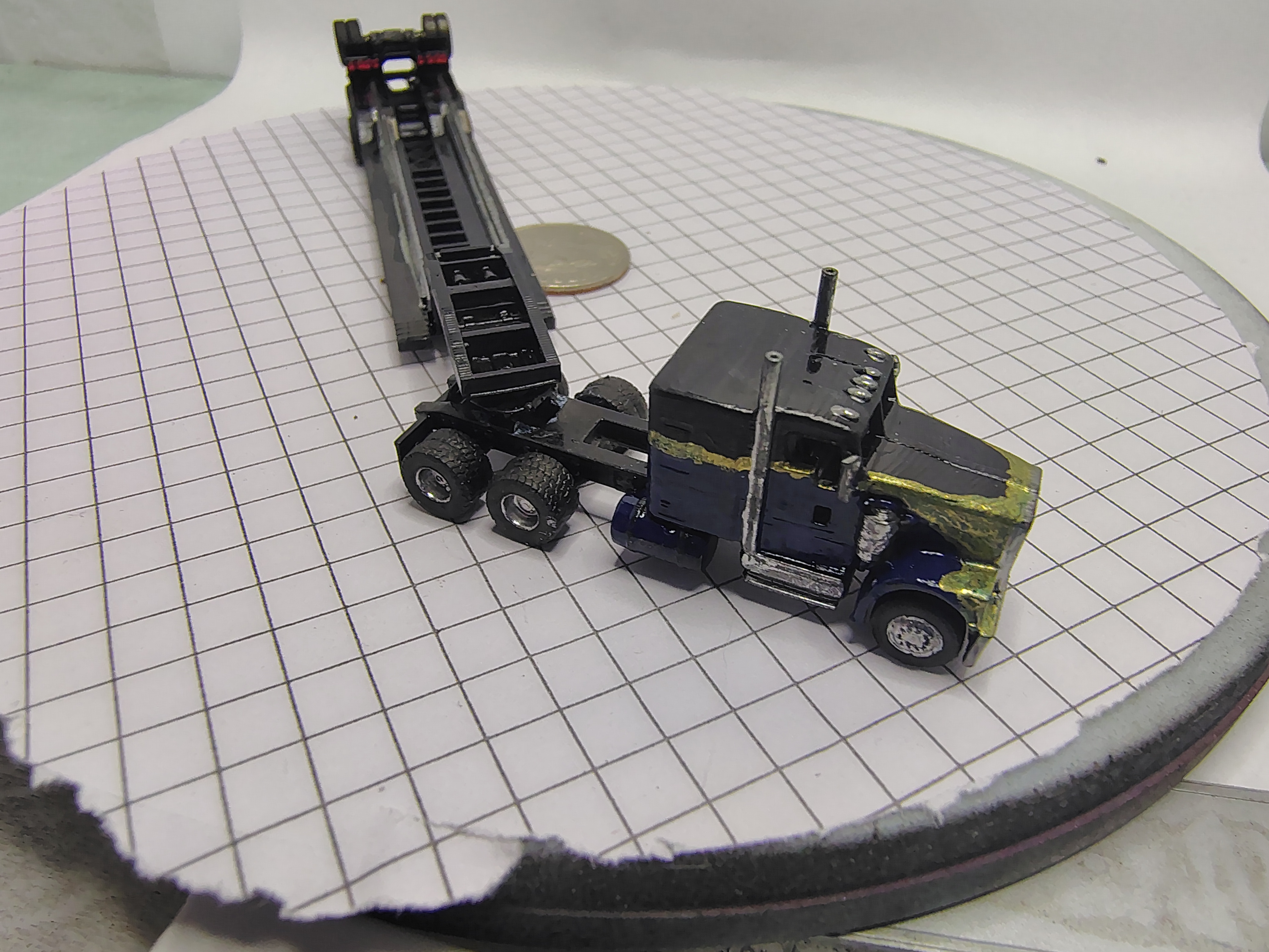 N Scale KW W-900 M.O.W. Rail lowboy set