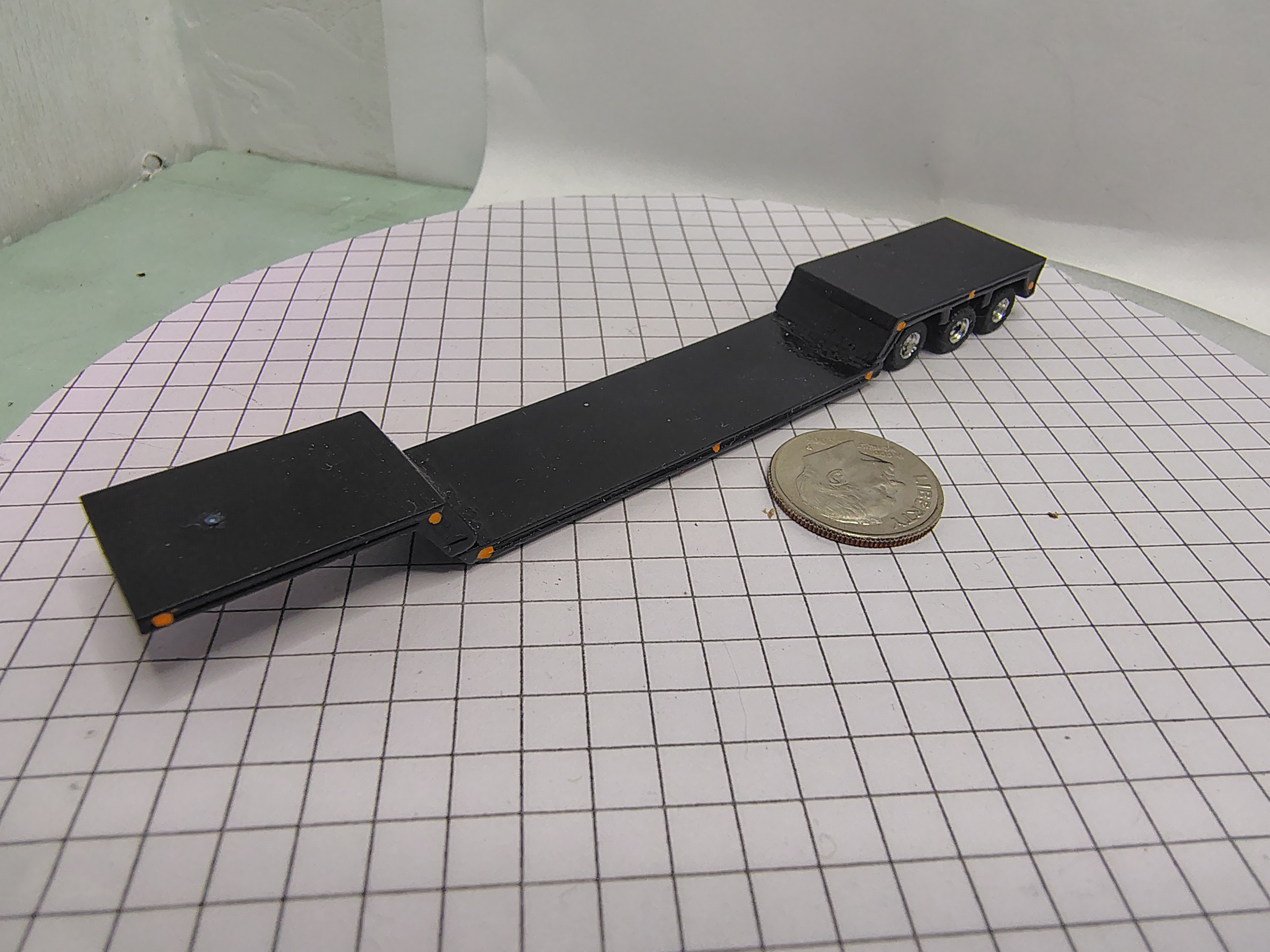 N Scale Tri-Axle Drop Deck Flatbed Trailer