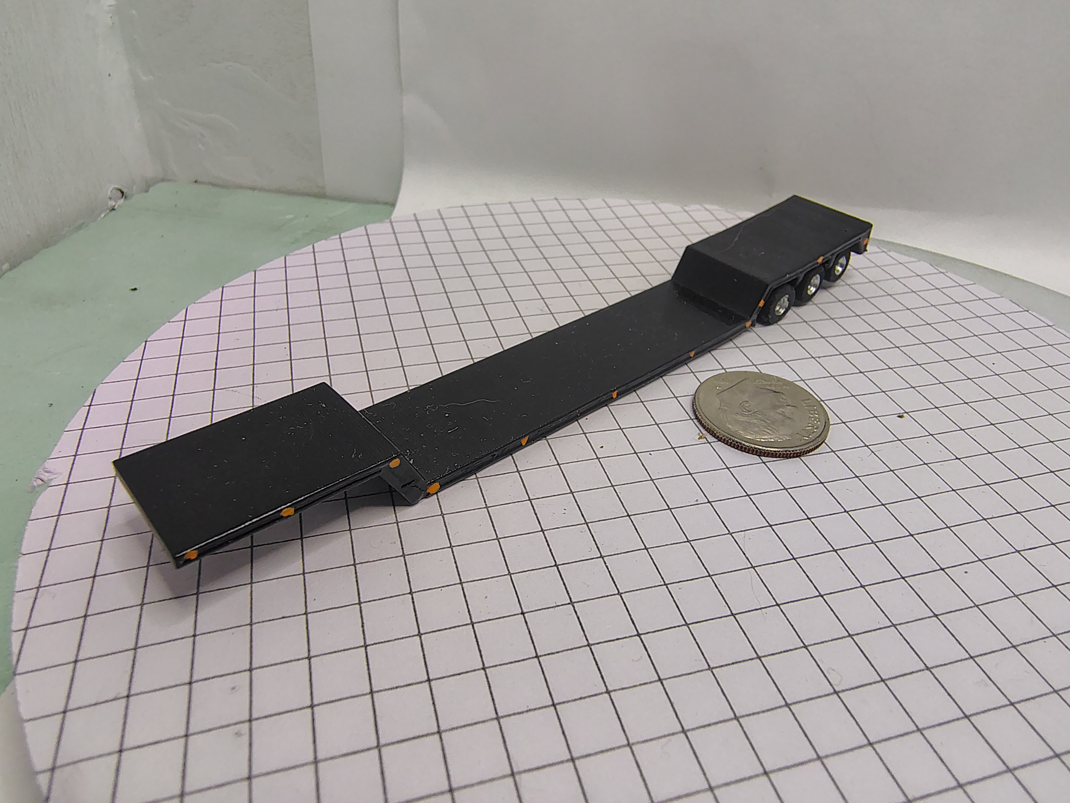 N Scale Tri-Axle Drop Deck Flatbed Trailer