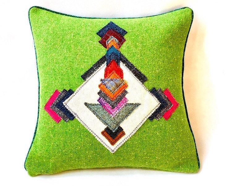 Bright Green Stingray Applique Cushion