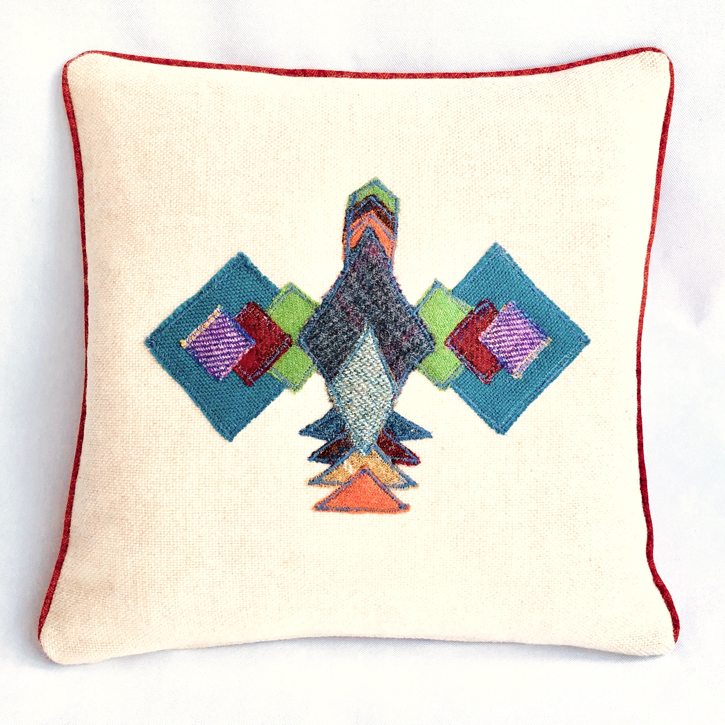 Cream Parrot Applique Cushion