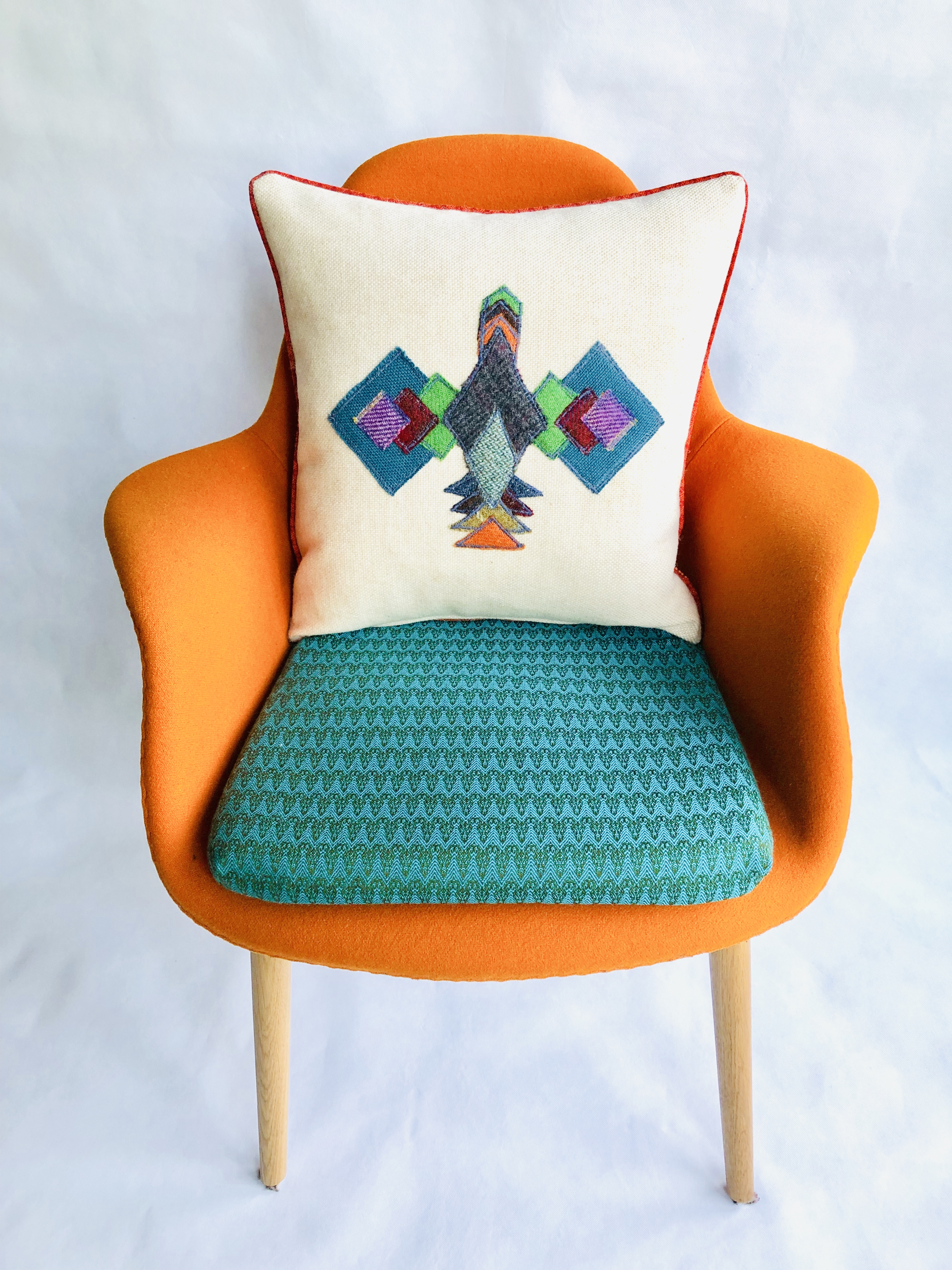 Cream Parrot Applique Cushion